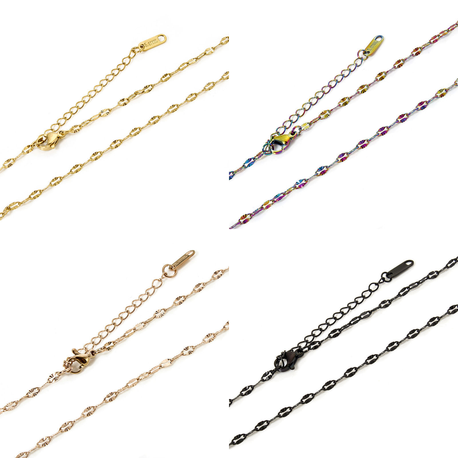 Picture of 304 Stainless Steel Lips Chain Necklace For DIY Jewelry Making With Lobster Claw Clasp And Extender Chain 40cm(15.7") long, Chain Size: 2.5mm