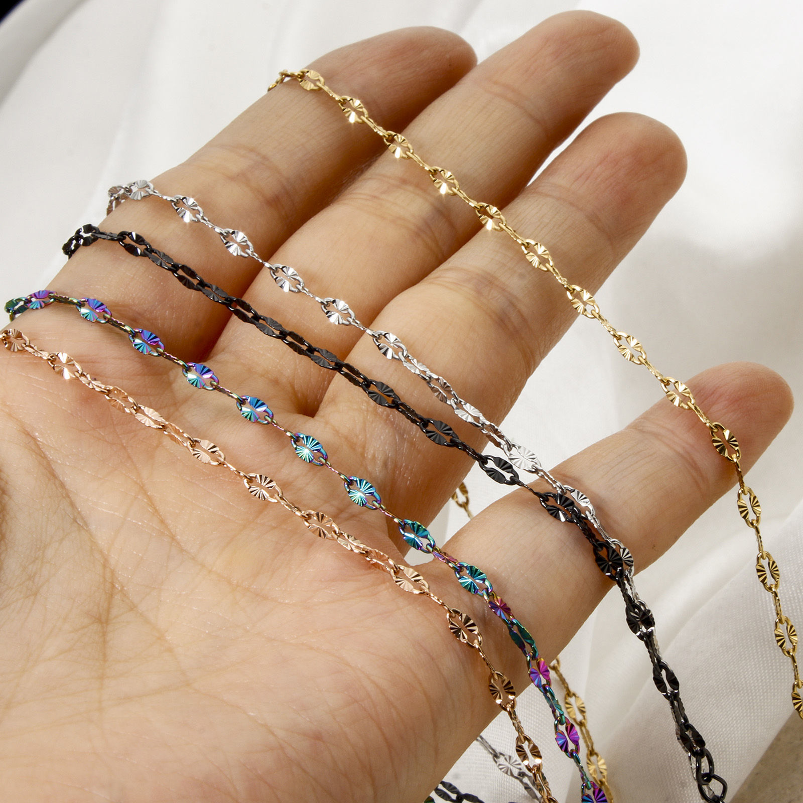 Picture of 304 Stainless Steel Lips Chain Necklace For DIY Jewelry Making With Lobster Claw Clasp And Extender Chain 40cm(15.7") long, Chain Size: 2.5mm