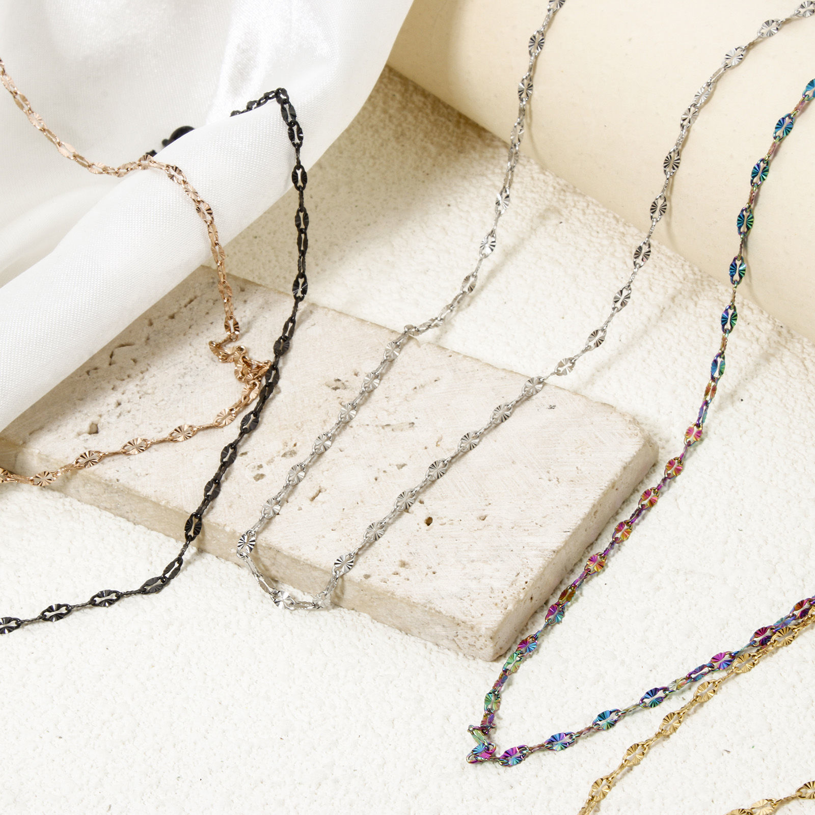 Picture of 304 Stainless Steel Lips Chain Necklace For DIY Jewelry Making With Lobster Claw Clasp And Extender Chain 40cm(15.7") long, Chain Size: 2.5mm