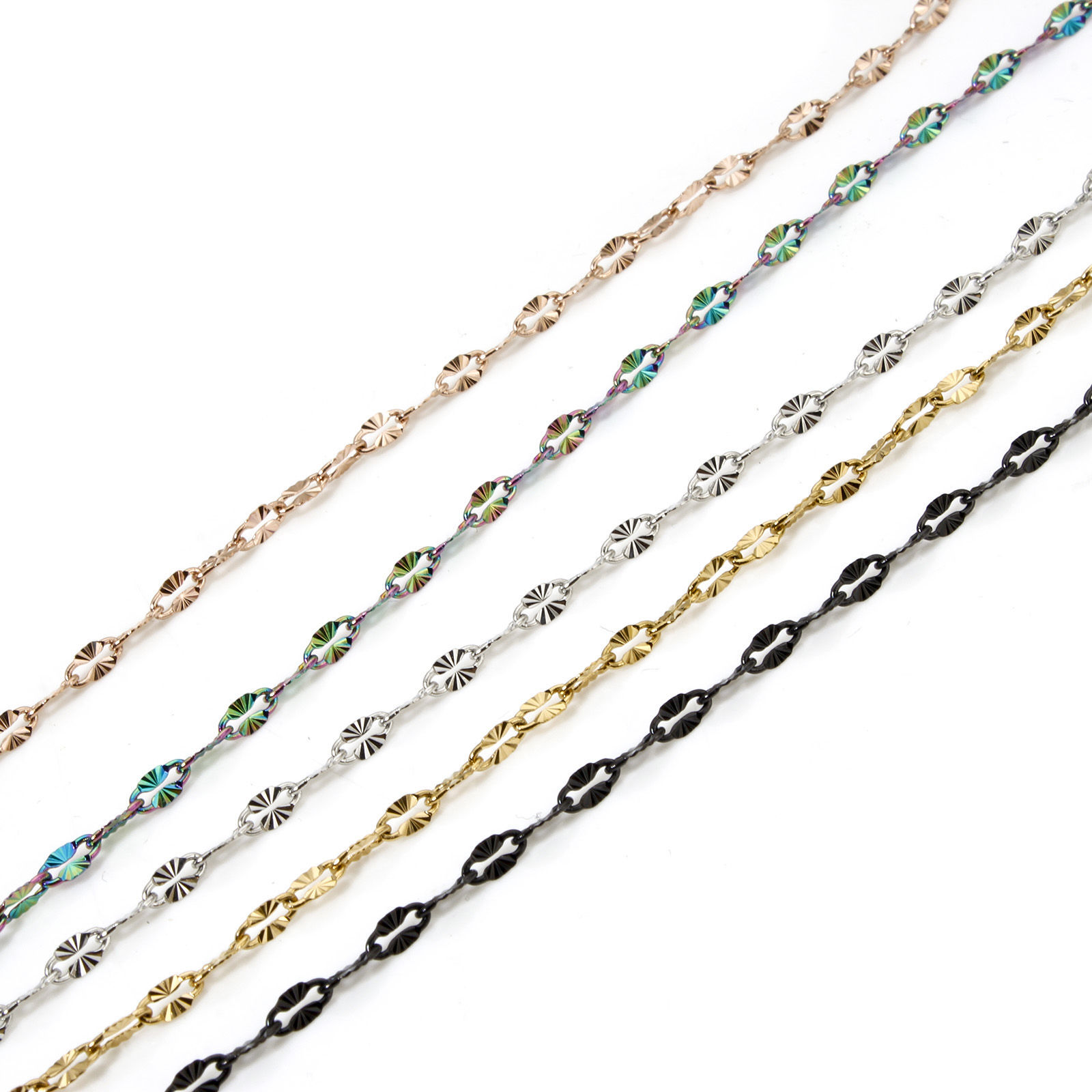 Picture of 304 Stainless Steel Lips Chain Necklace For DIY Jewelry Making With Lobster Claw Clasp And Extender Chain 40cm(15.7") long, Chain Size: 2.5mm