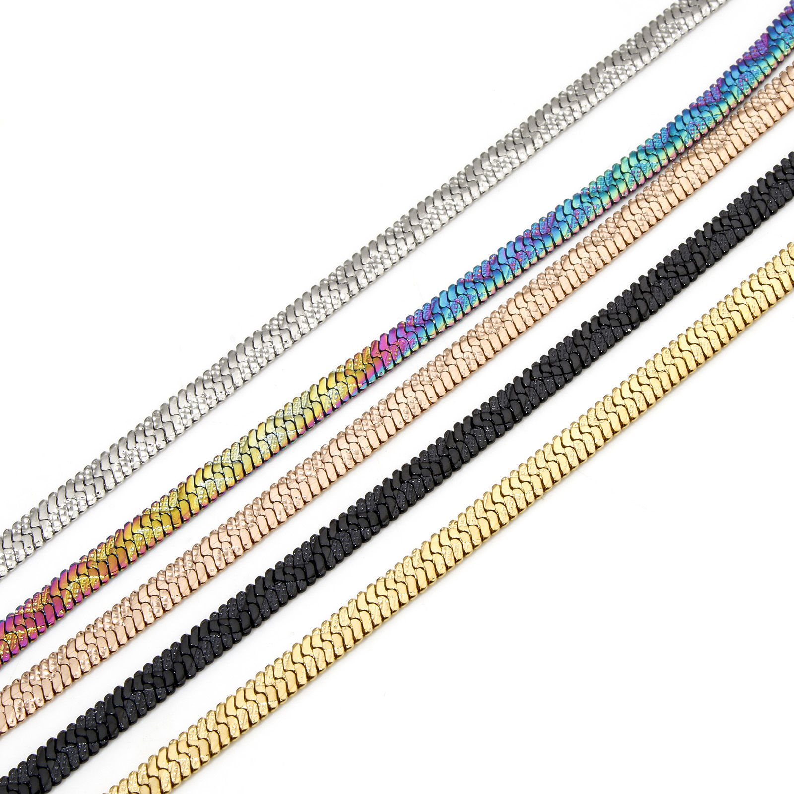 Imagen de 1 Unidad 304 Acero Inoxidable Cadena de Serpiente Plana Collares Con Broche de Langosta y Extensor Cadena 40cm longitud, Cadena: 4mm