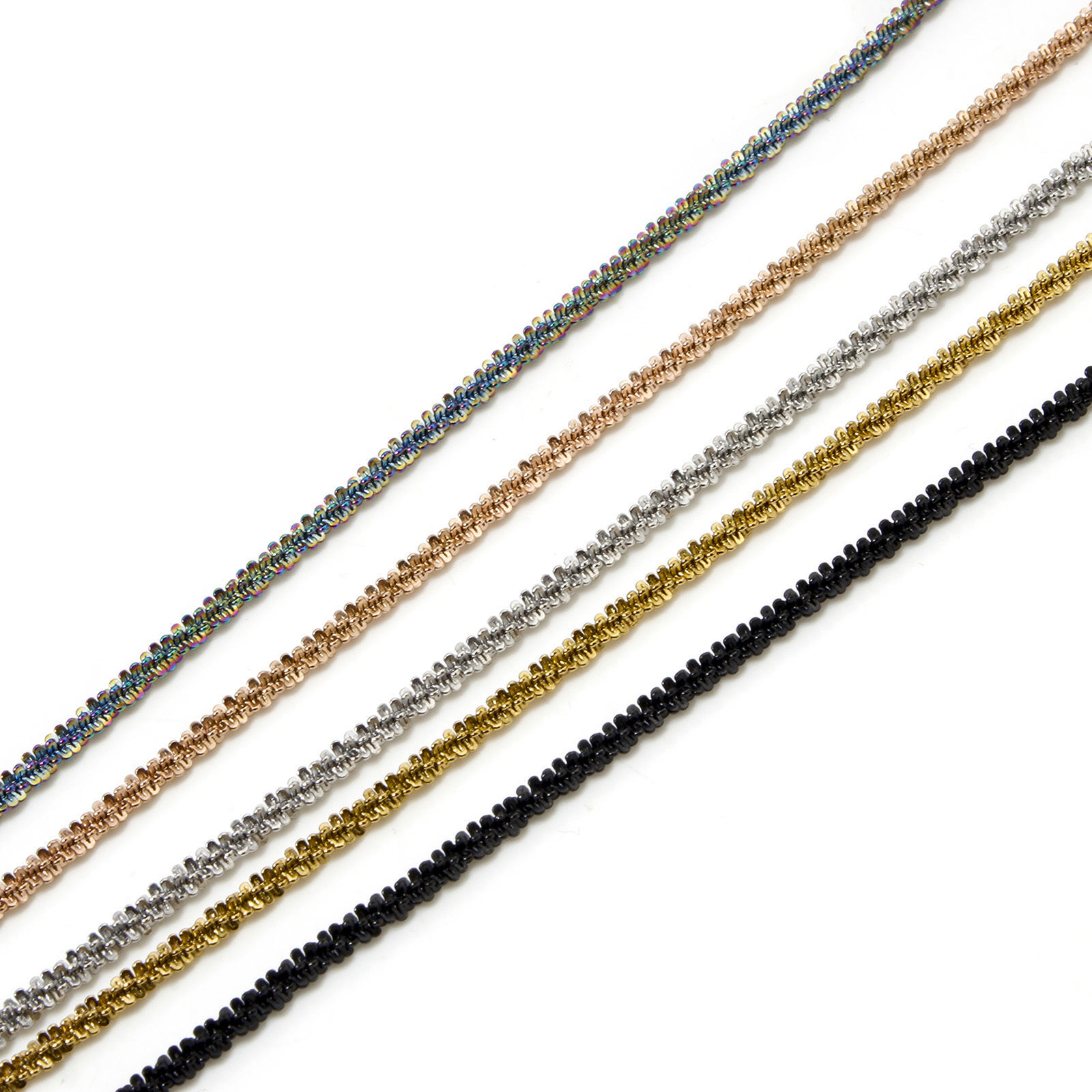 Imagen de 1 Unidad 304 Acero Inoxidable Cadena Paniculatal de Gypsophila Collares Con Broche de Langosta y Extensor Cadena 40cm longitud, Cadena: 2.5mm