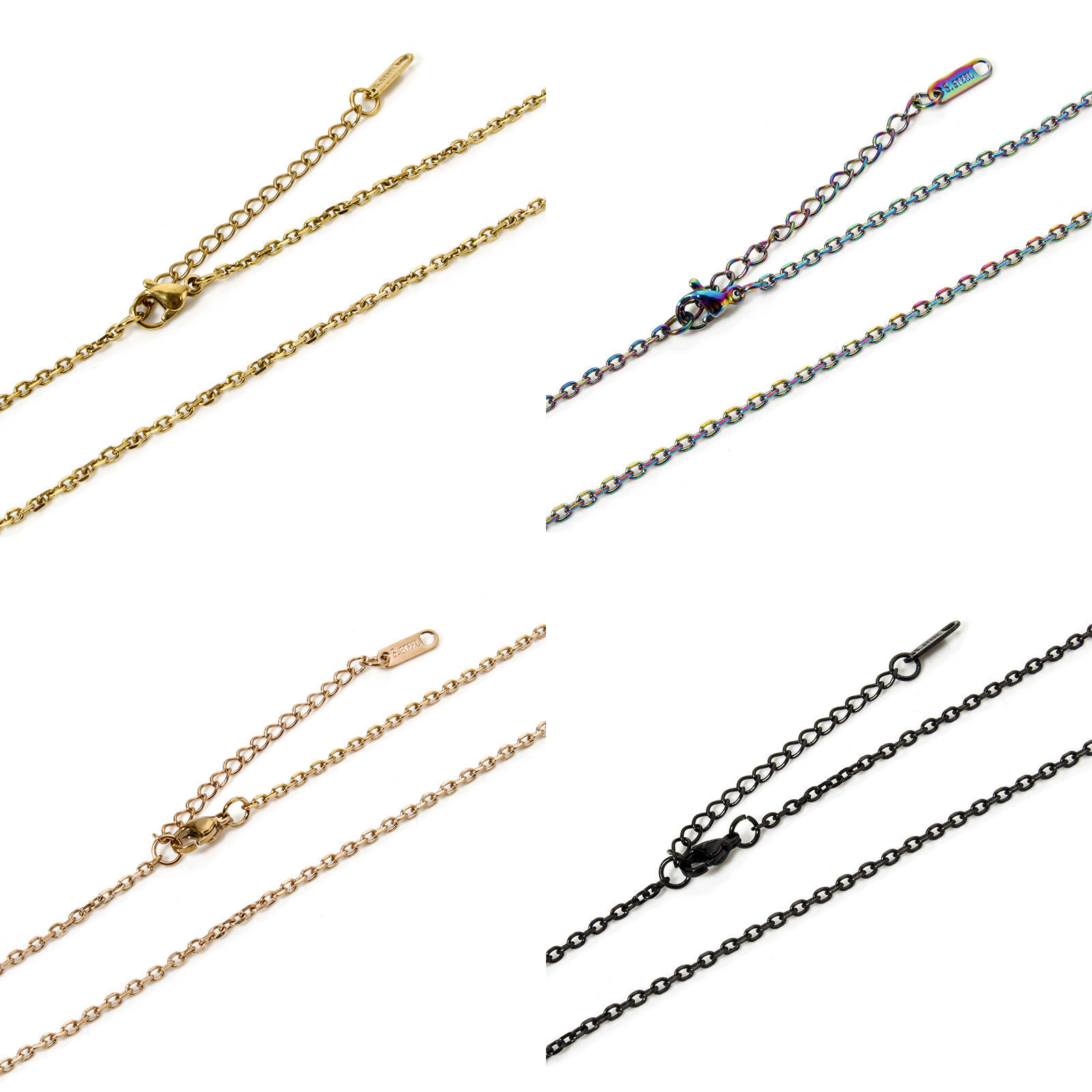 Imagen de 1 Unidad 304 Acero Inoxidable Cable Cadena Cruz Collares Con Broche de Langosta y Extensor Cadena 40cm longitud, Cadena: 2.2mm