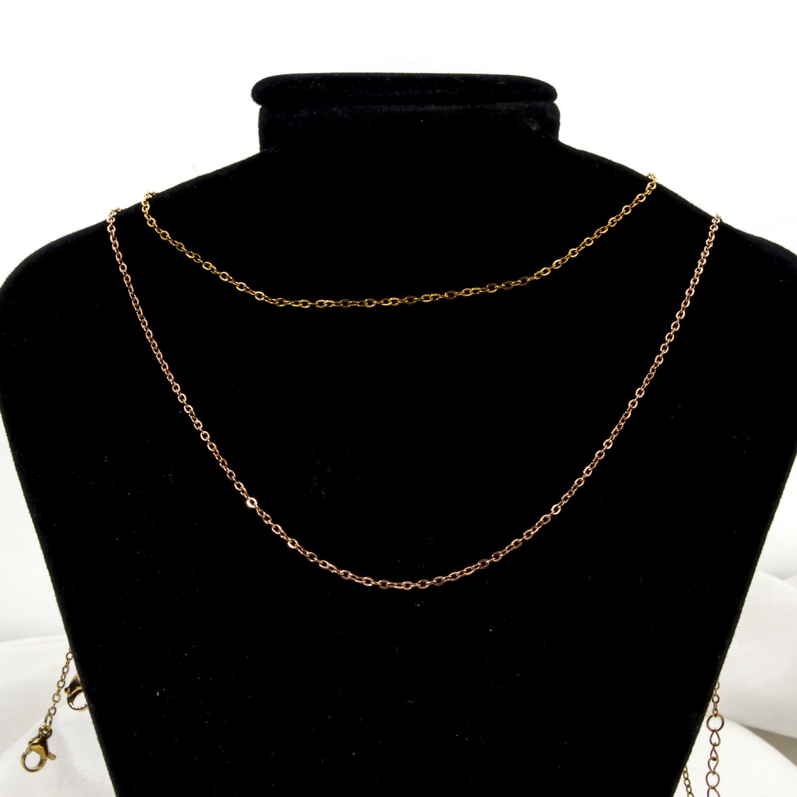 1 本 304ステンレス鋼 小豆チェーン・あづきチェーン ネックレス カニカンとアジャスターチェーン付き 45cm長さ、 チェーンサイズ: 1.6mm、 の画像