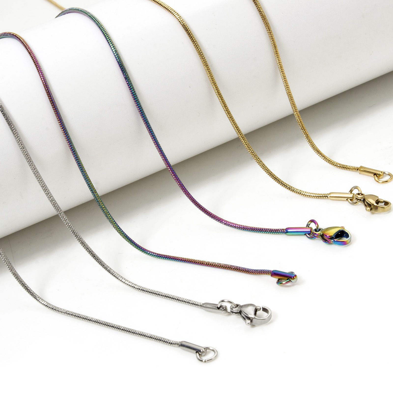 Imagen de 1 Unidad 304 Acero Inoxidable Cadena Serpiente Collares Con Broche de Langosta Cadena: 1.3mm