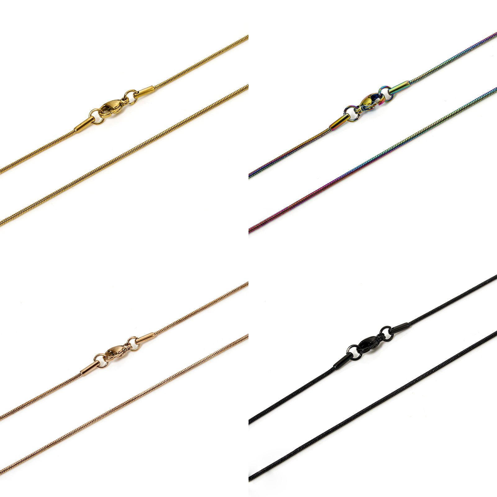 Imagen de 1 Unidad 304 Acero Inoxidable Cadena Serpiente Collares Con Broche de Langosta Cadena: 1.3mm