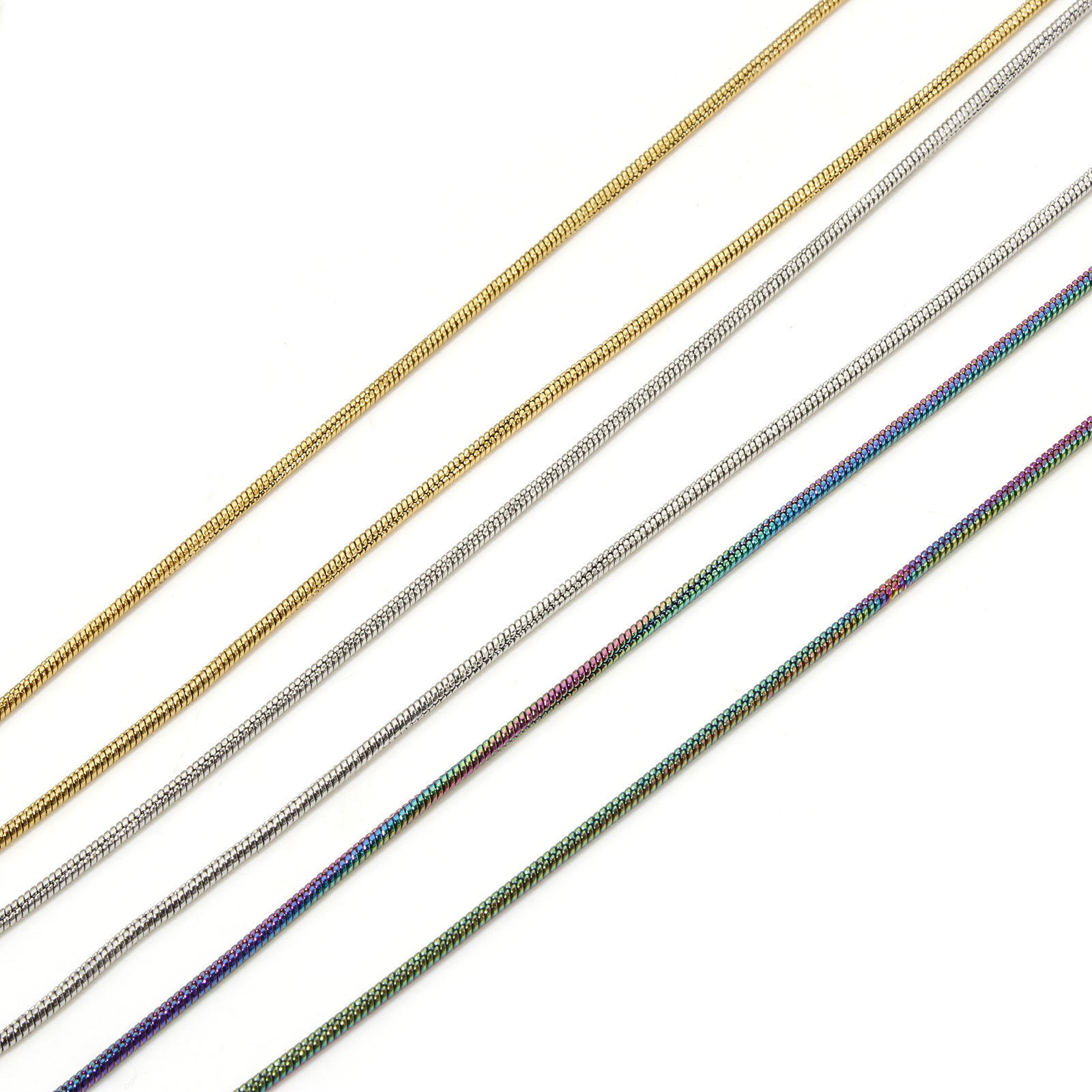 Imagen de 1 Unidad 304 Acero Inoxidable Cadena Serpiente Collares Con Broche de Langosta Cadena: 1.3mm