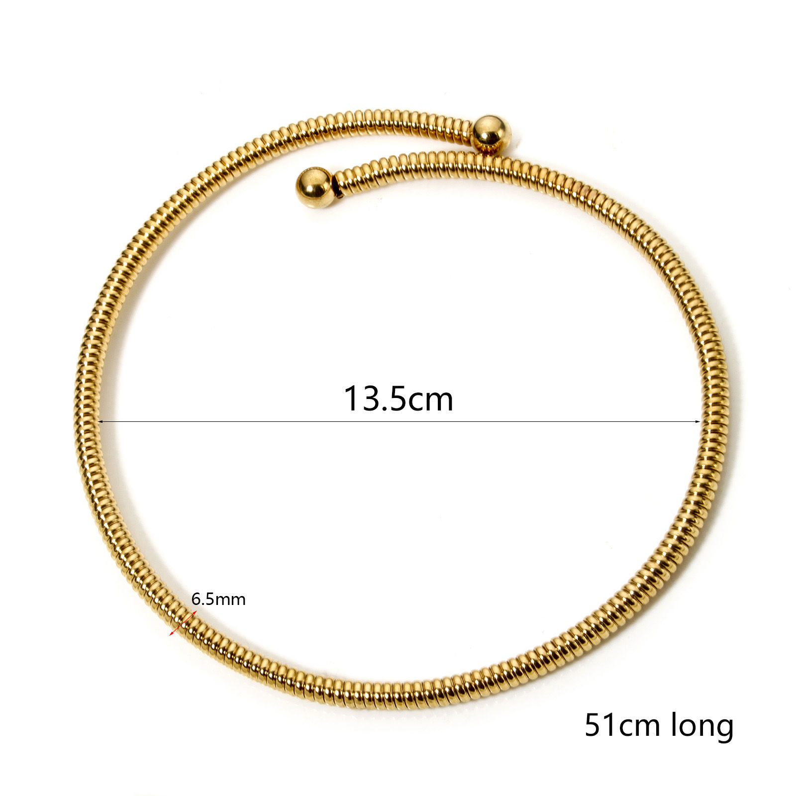 Imagen de 1 Unidad 304 Acero Inoxidable Collares Círculo Espiras 51cm longitud