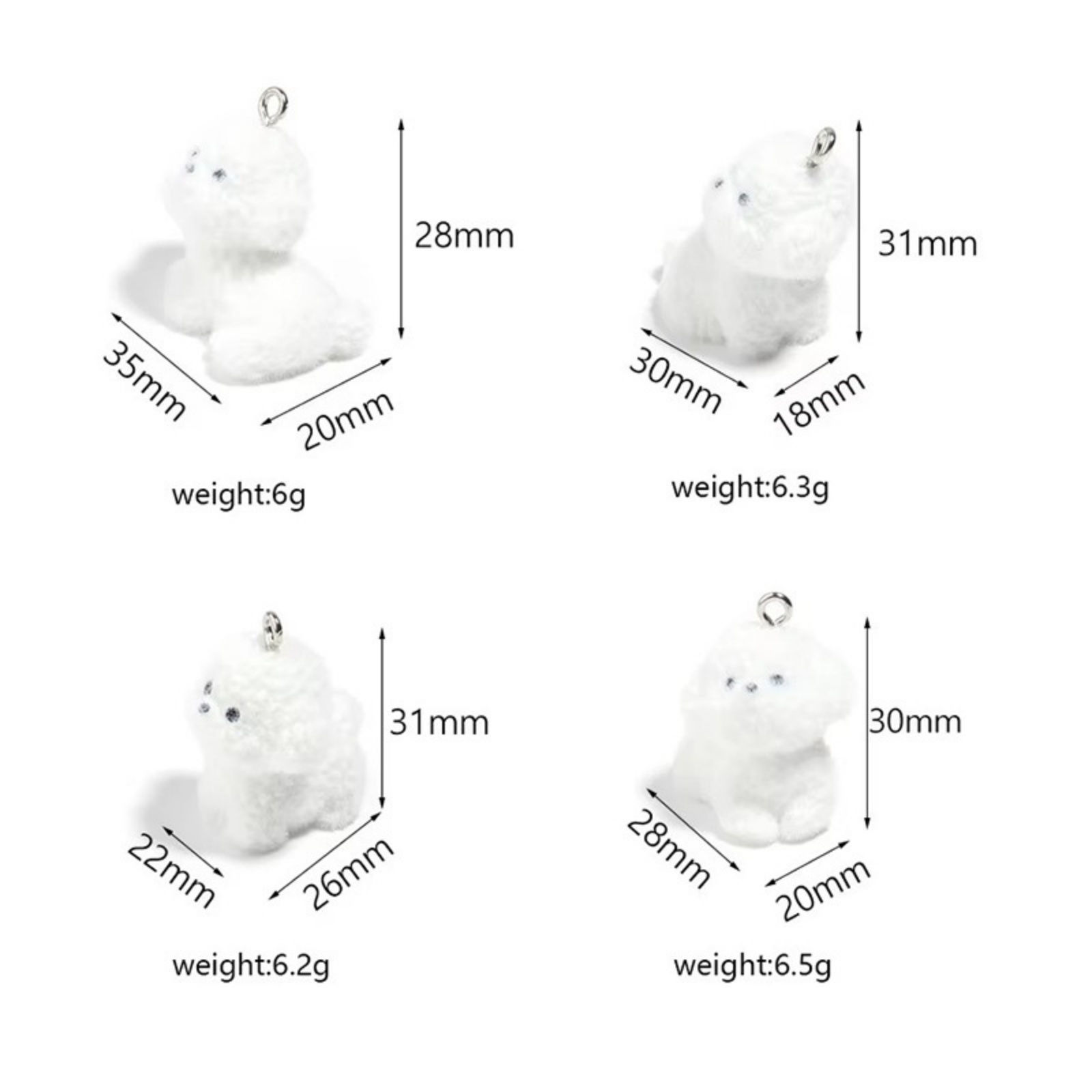 Picture of Acrylic 3D Pendants Dog Animal Silver Tone White Flocking