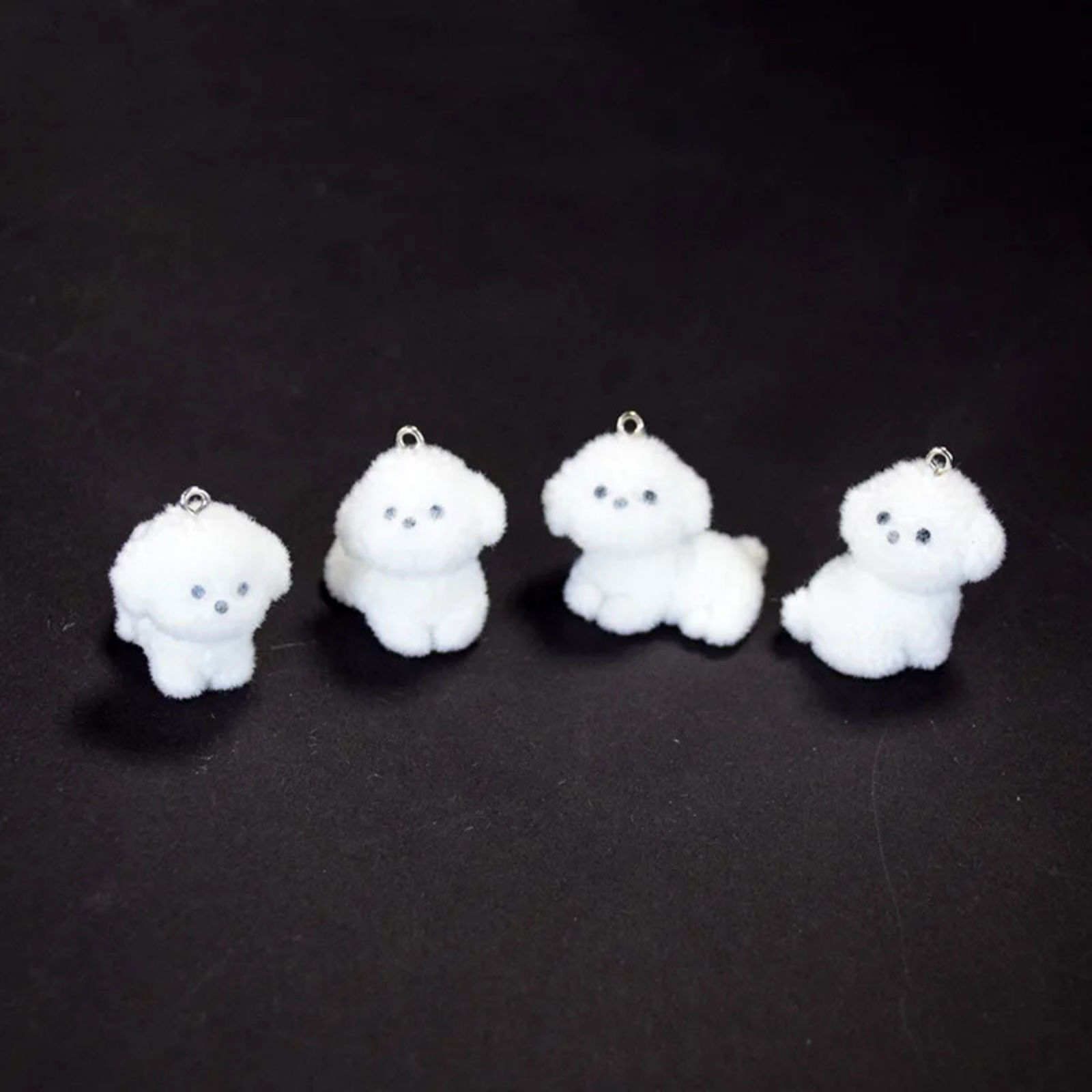 Picture of Acrylic 3D Pendants Dog Animal Silver Tone White Flocking