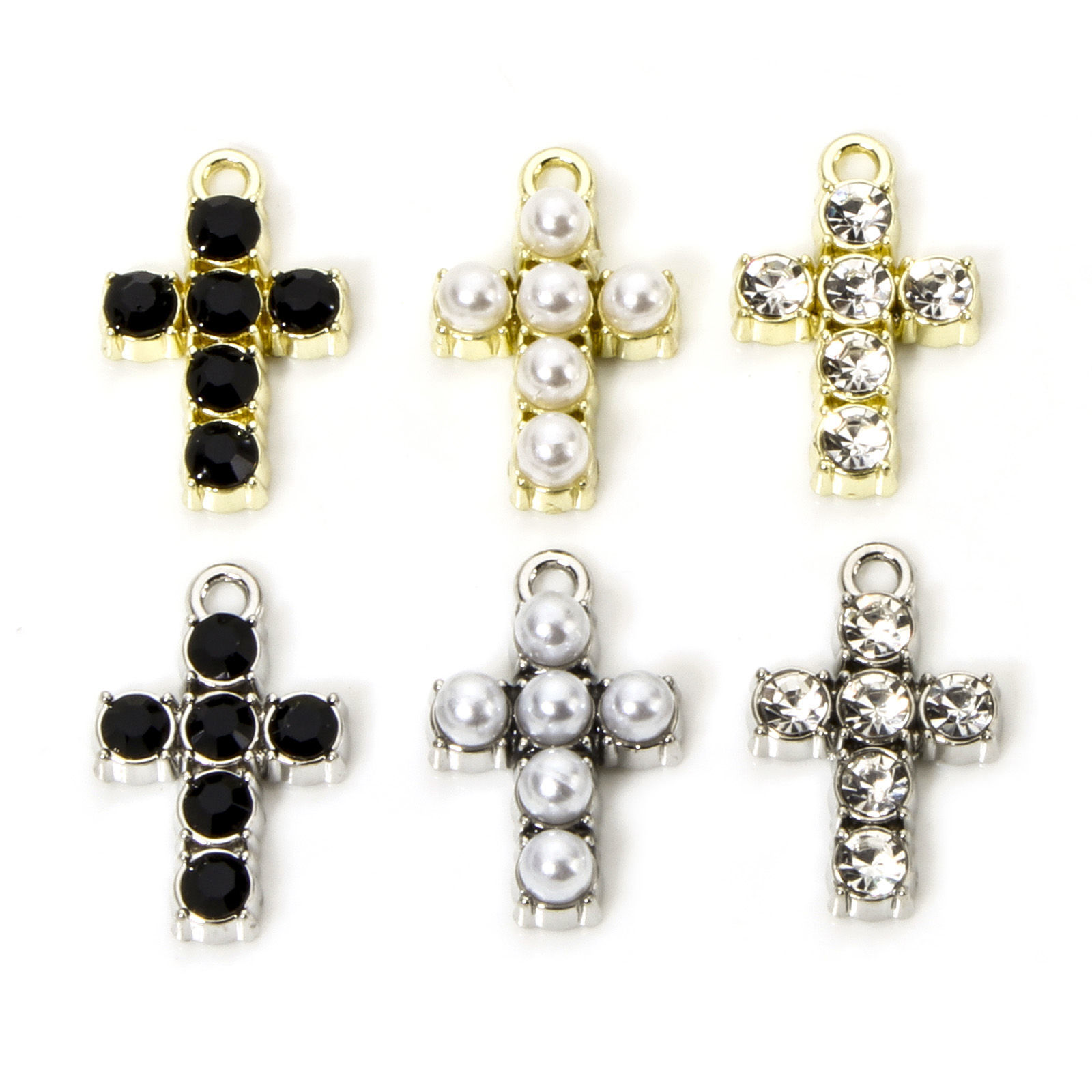 10 個 亜鉛合金 宗教 チャーム 多色 クロス 19mm x 12mm、 の画像