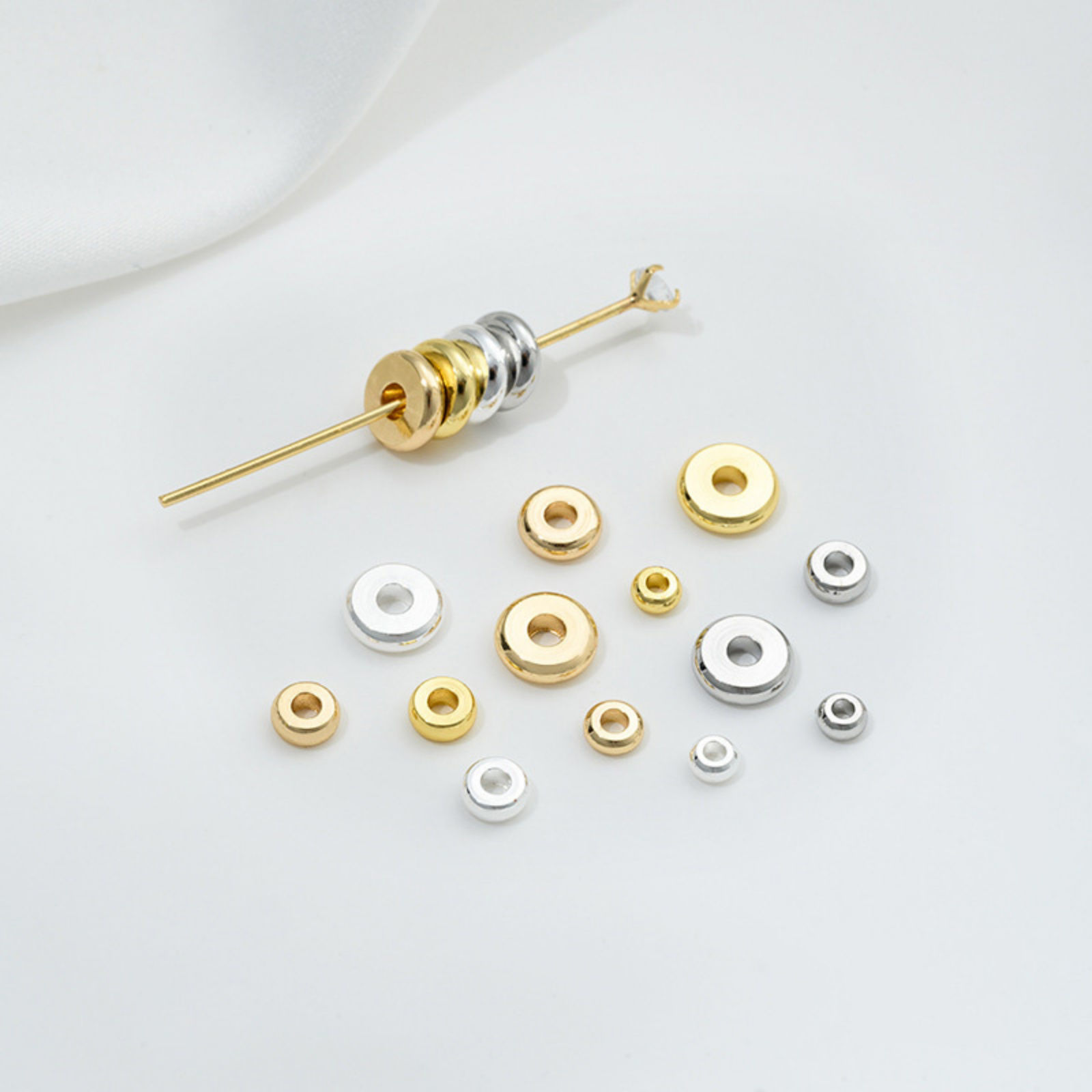 Picture of Eco-friendly Brass Spacer Beads For DIY Bracelet Jewelry Making Findings Multicolor Flat Round