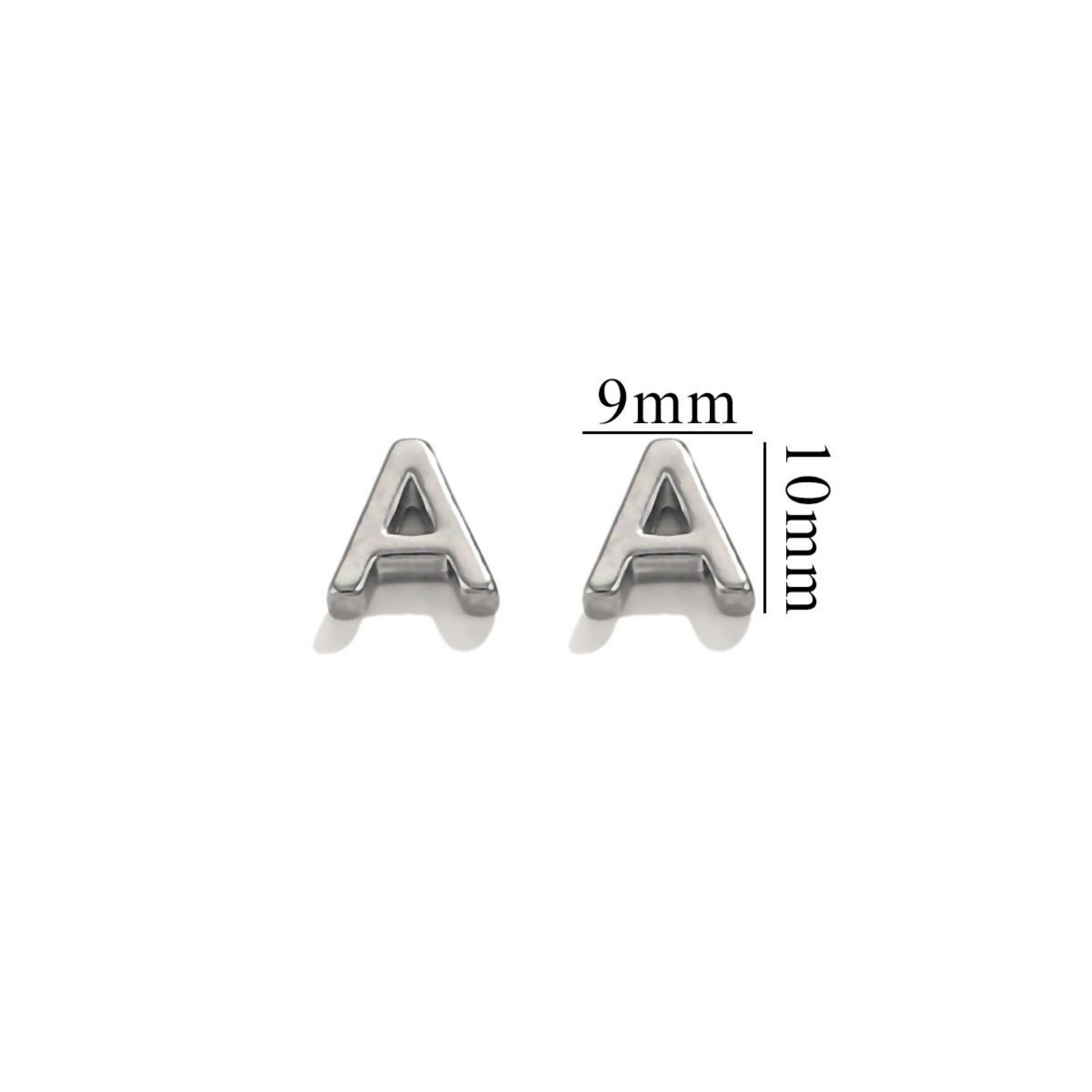 Image de 5 Pcs Breloques en 304 Acier Inoxydable Mini Argent Mat Alphabet Initial/ Lettre Majuscule Gravé Mots" A-Z " Brunissage au Rouleau