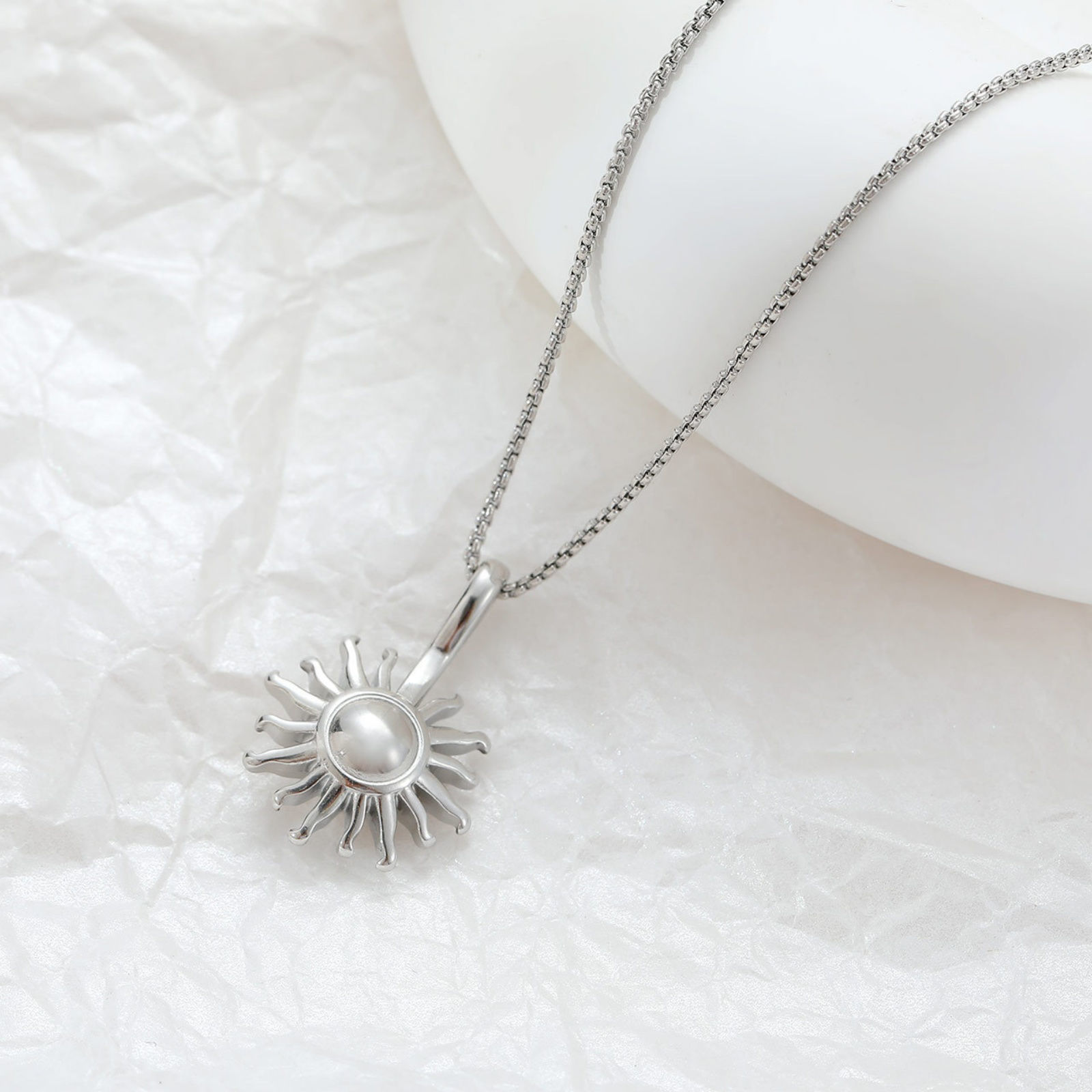 Picture of Stylish Simple Multicolor Stainless Steel Box Chain Sun Necklace For Women 40cm(15.7") long