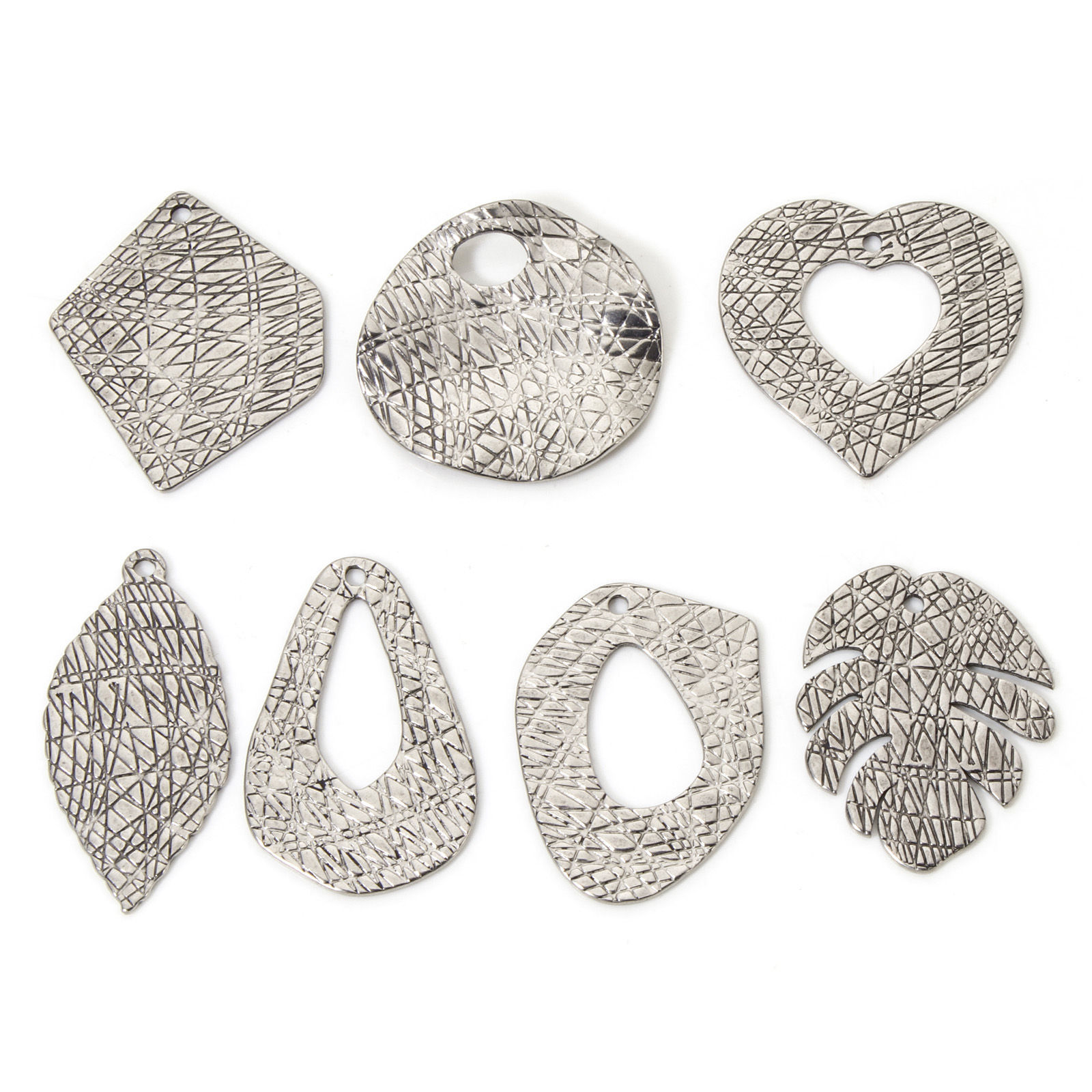 Picture of 304 Stainless Steel Pendants Silver Tone Irregular Marble Effect