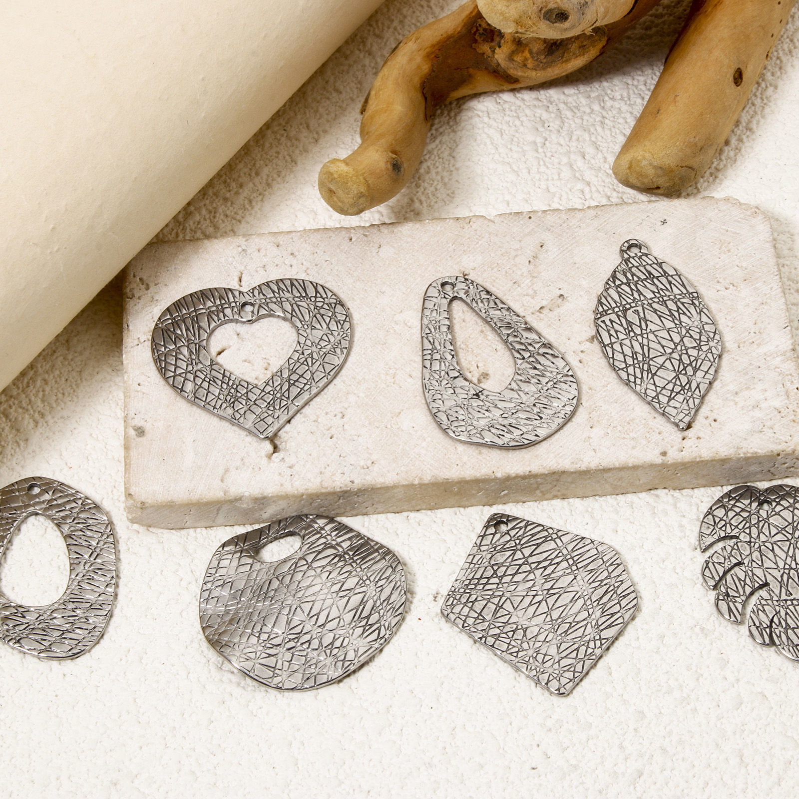 Picture of 304 Stainless Steel Pendants Silver Tone Irregular Marble Effect