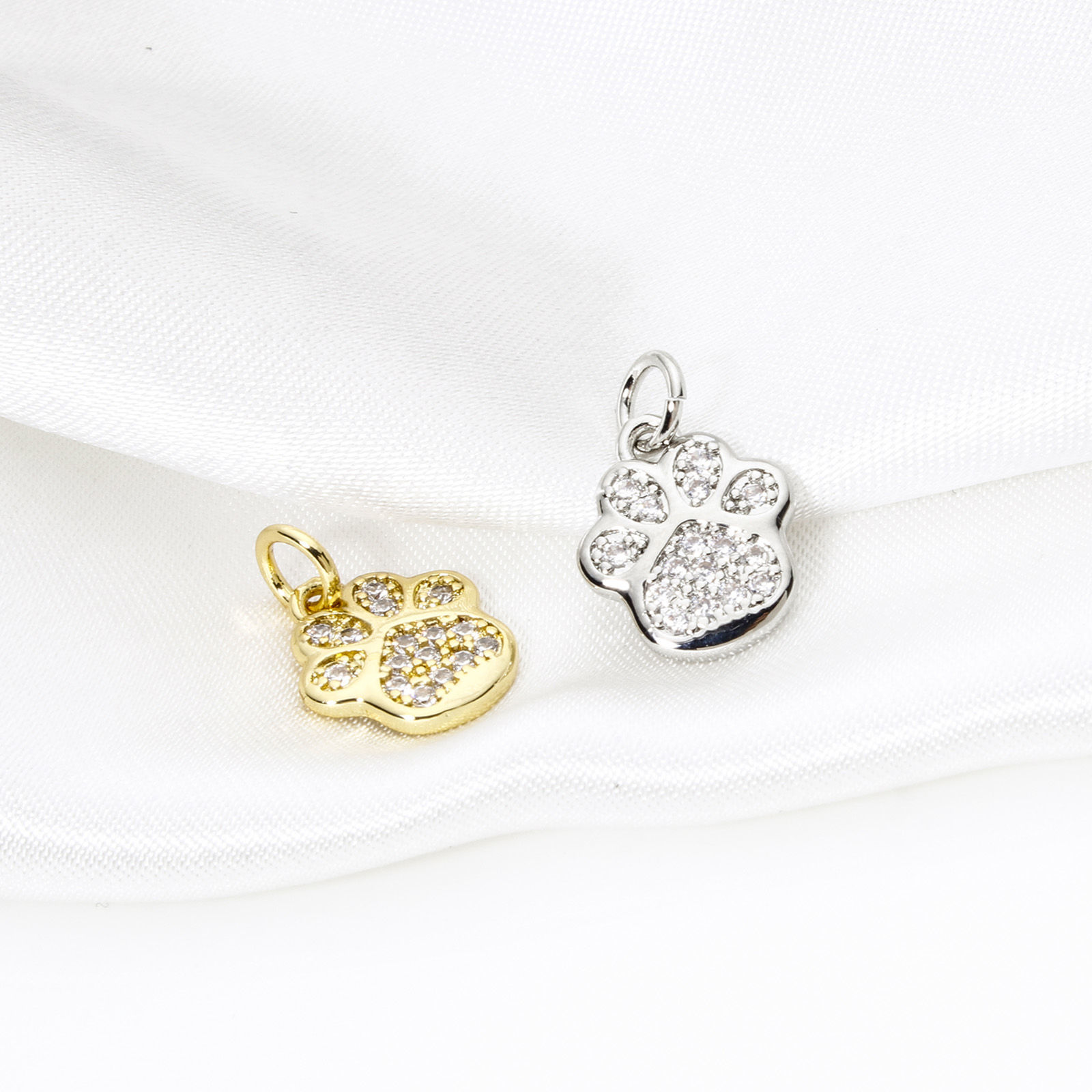 Imagen de 2 Unidades Latón Animal Doméstico Memorial Colgantes Garra de Pata de Perro Multicolor Micro Pave Claro Circón Artificial 16mm x 11mm