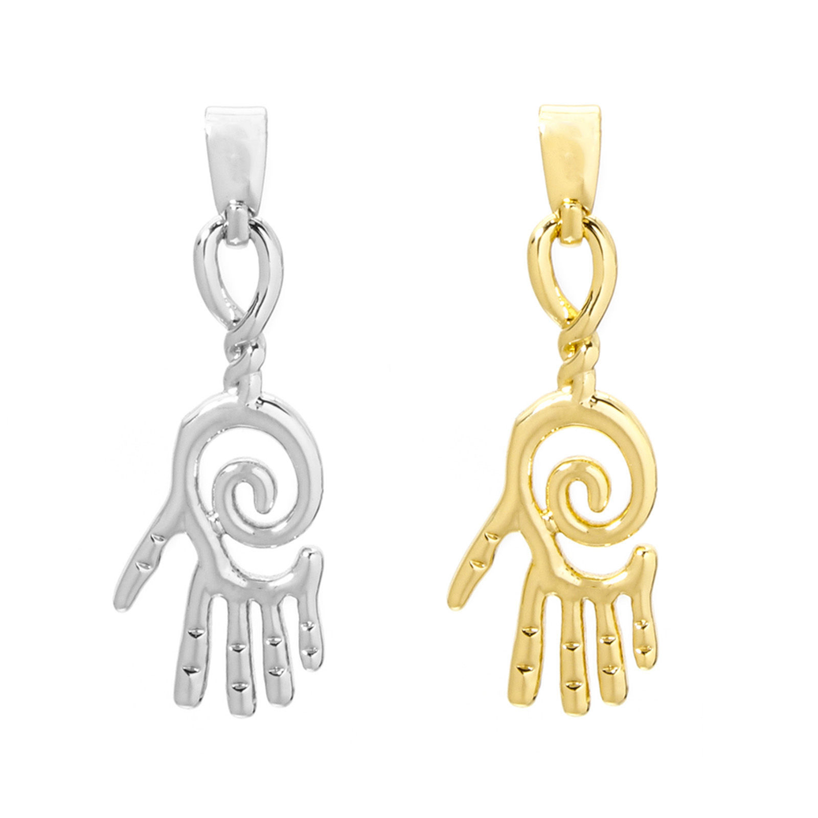 Picture of Brass Charm Pendant Multicolor Hand Hollow 26mm x 9mm