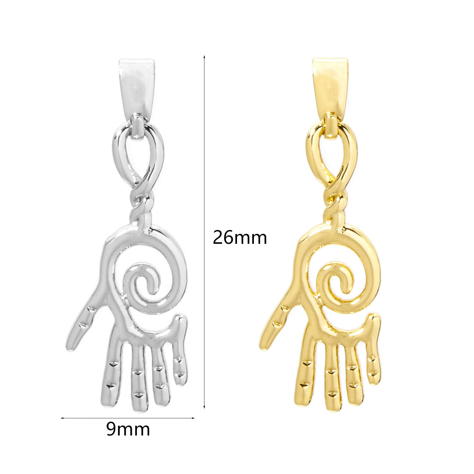 Picture of Brass Charm Pendant Multicolor Hand Hollow 26mm x 9mm