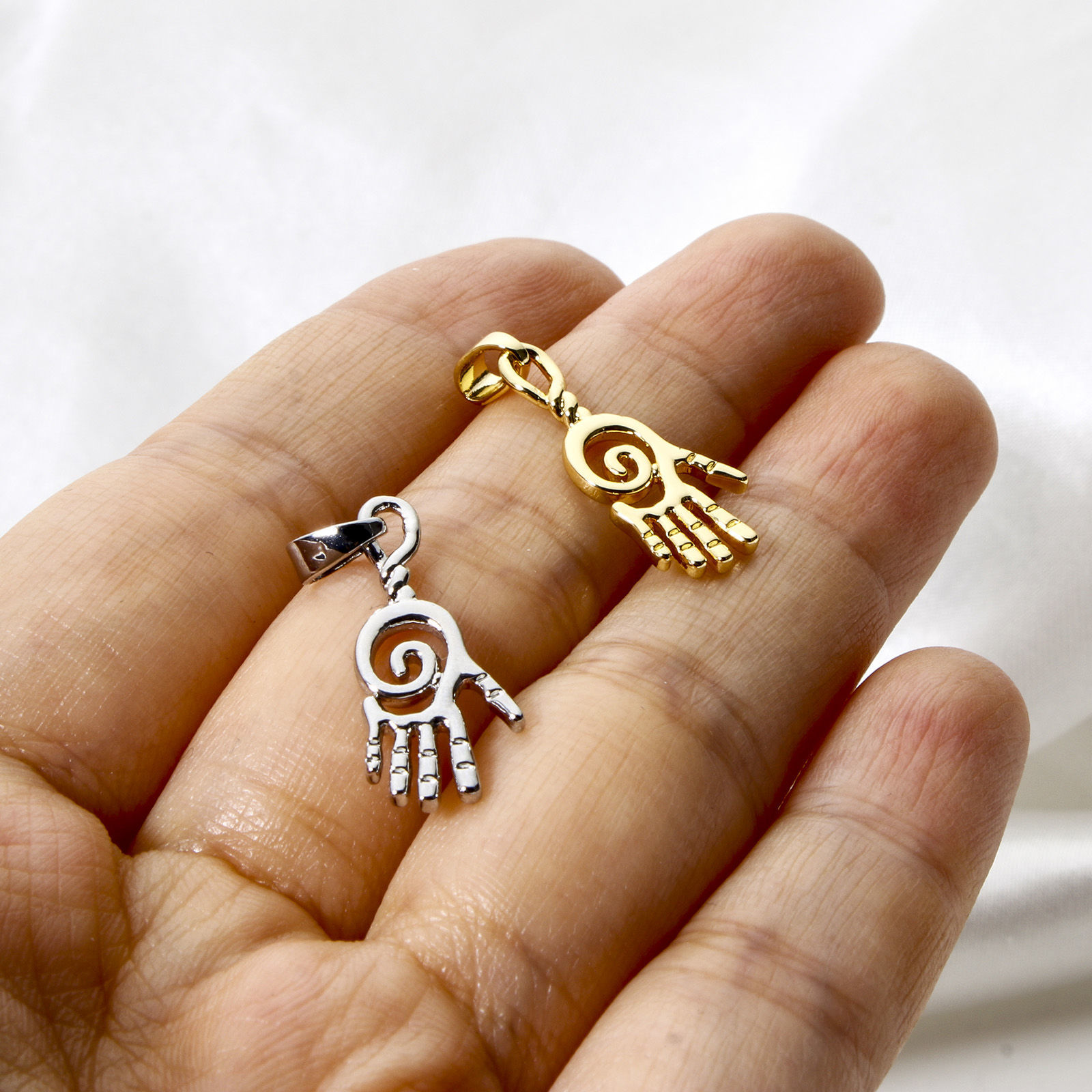 Picture of Brass Charm Pendant Multicolor Hand Hollow 26mm x 9mm