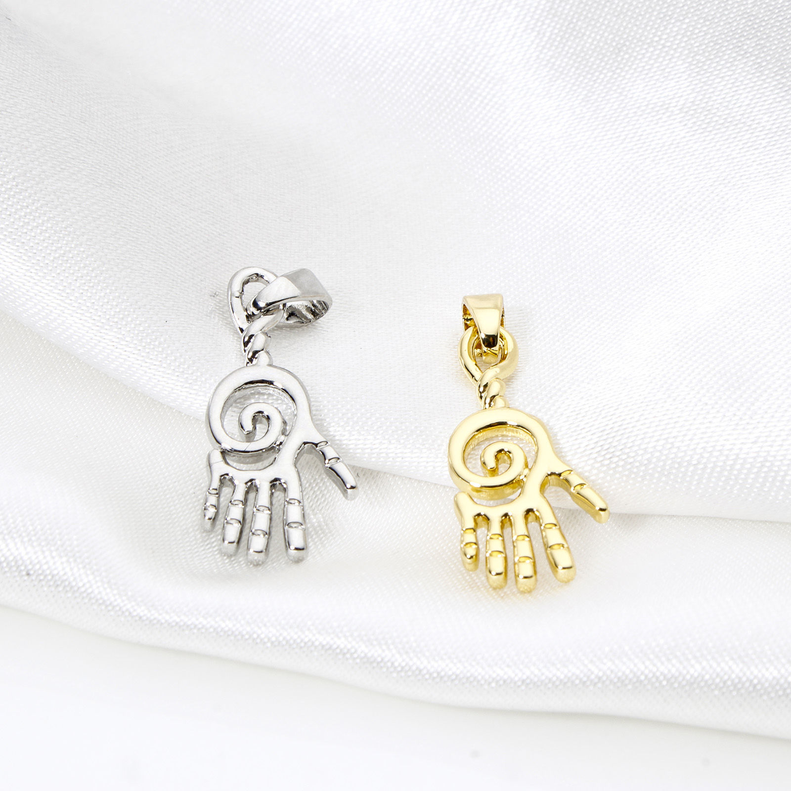 Picture of Brass Charm Pendant Multicolor Hand Hollow 26mm x 9mm