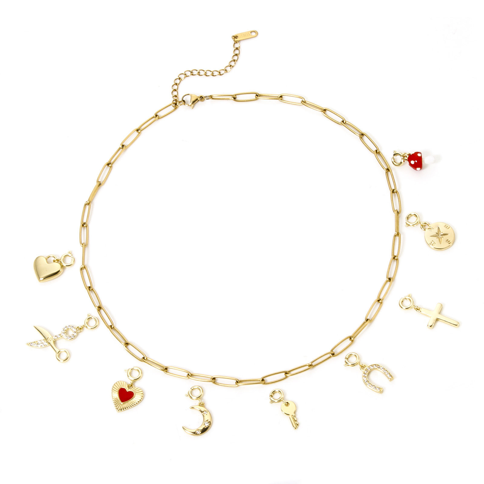 Bild von Umweltfreundlich Messing Charms 18K Echtgold plattiert Hufeisen Herz Mit Federringverschluss