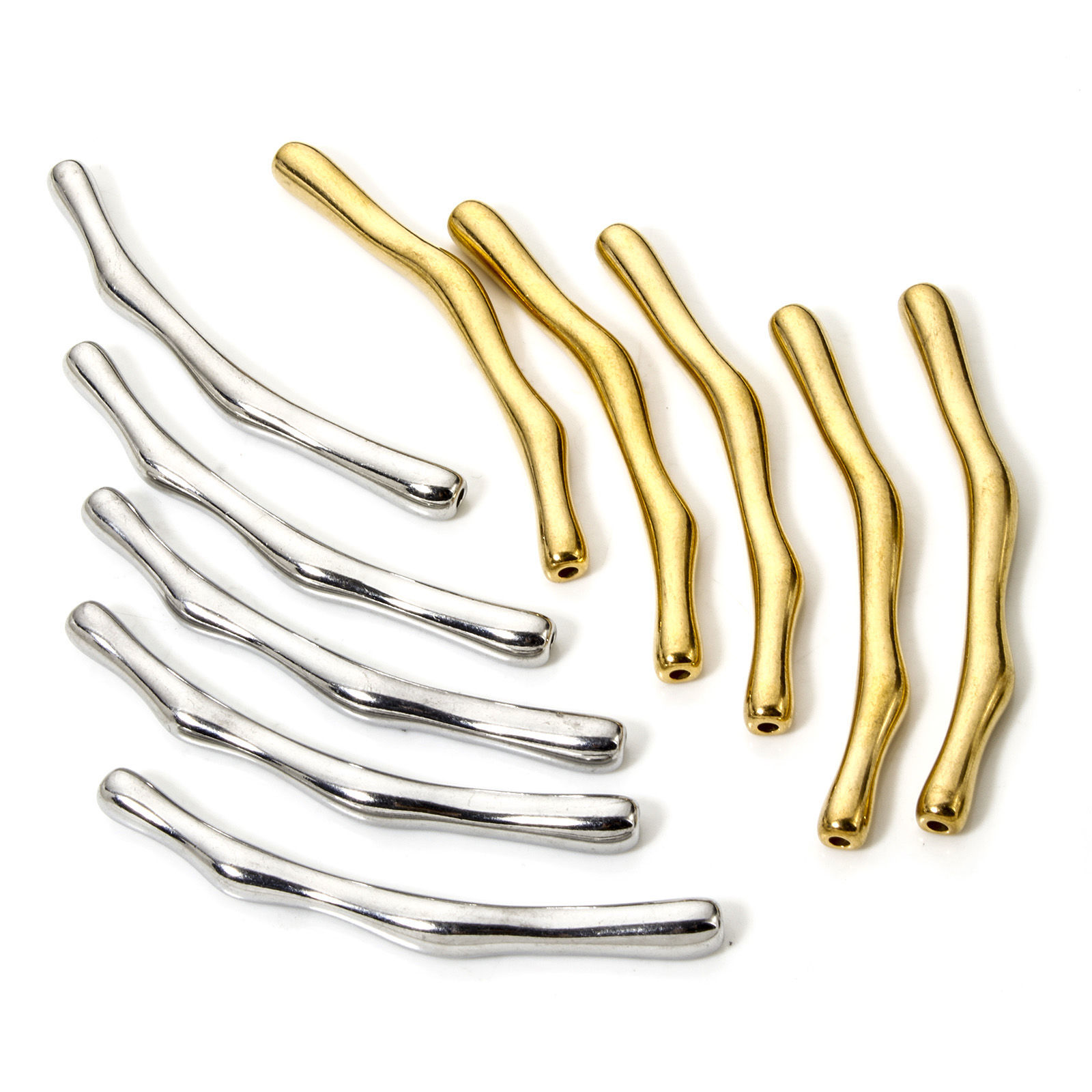 Imagen de 1 Unidad Respetuoso del Medio Ambiente 304 Acero Inoxidable Cuentas Para Hacer Joyas De Bricolaje Tubo Curvado Multicolor 6.6cm x 0.6cm, Agujero: Aprox 1.8mm