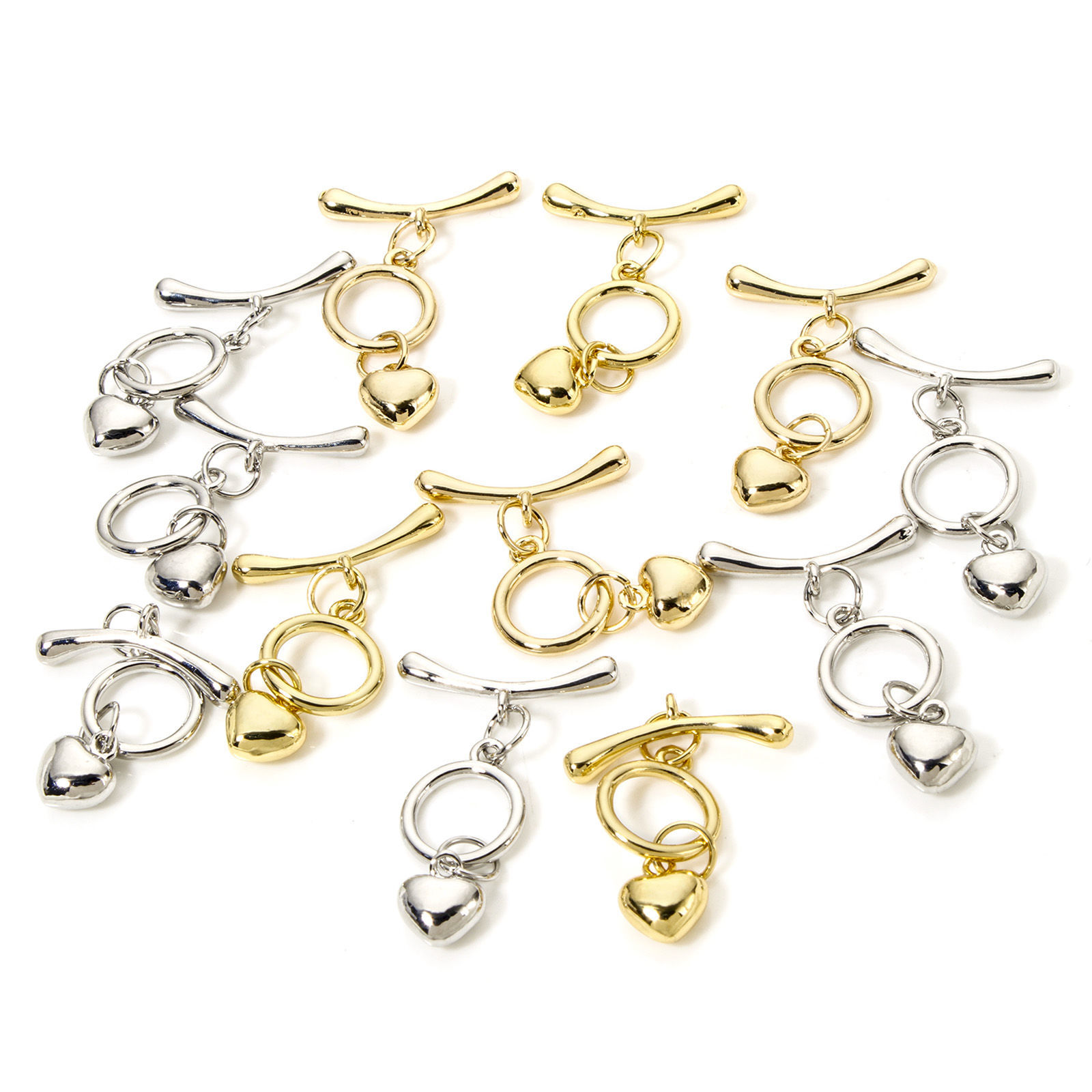 Picture of Brass Toggle Clasps Round Heart Multicolor