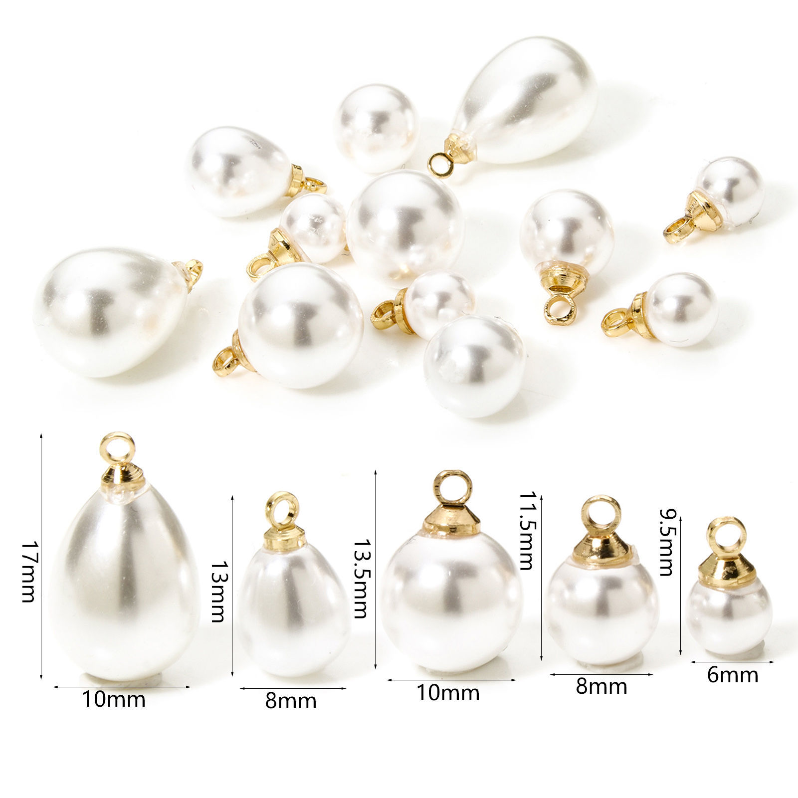 Picture of Brass & Acrylic Charms 18K Gold Plated Acrylic Imitation Pearl