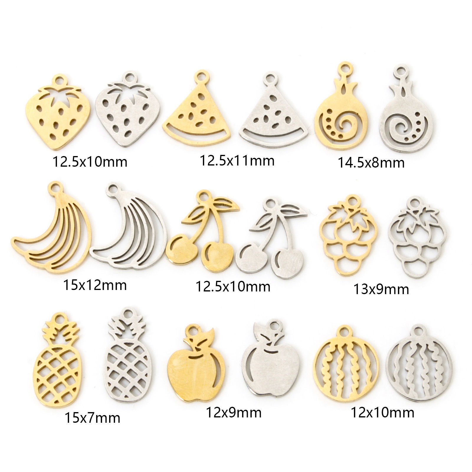 Bild von 304 Edelstahl Charms Obst Hohl