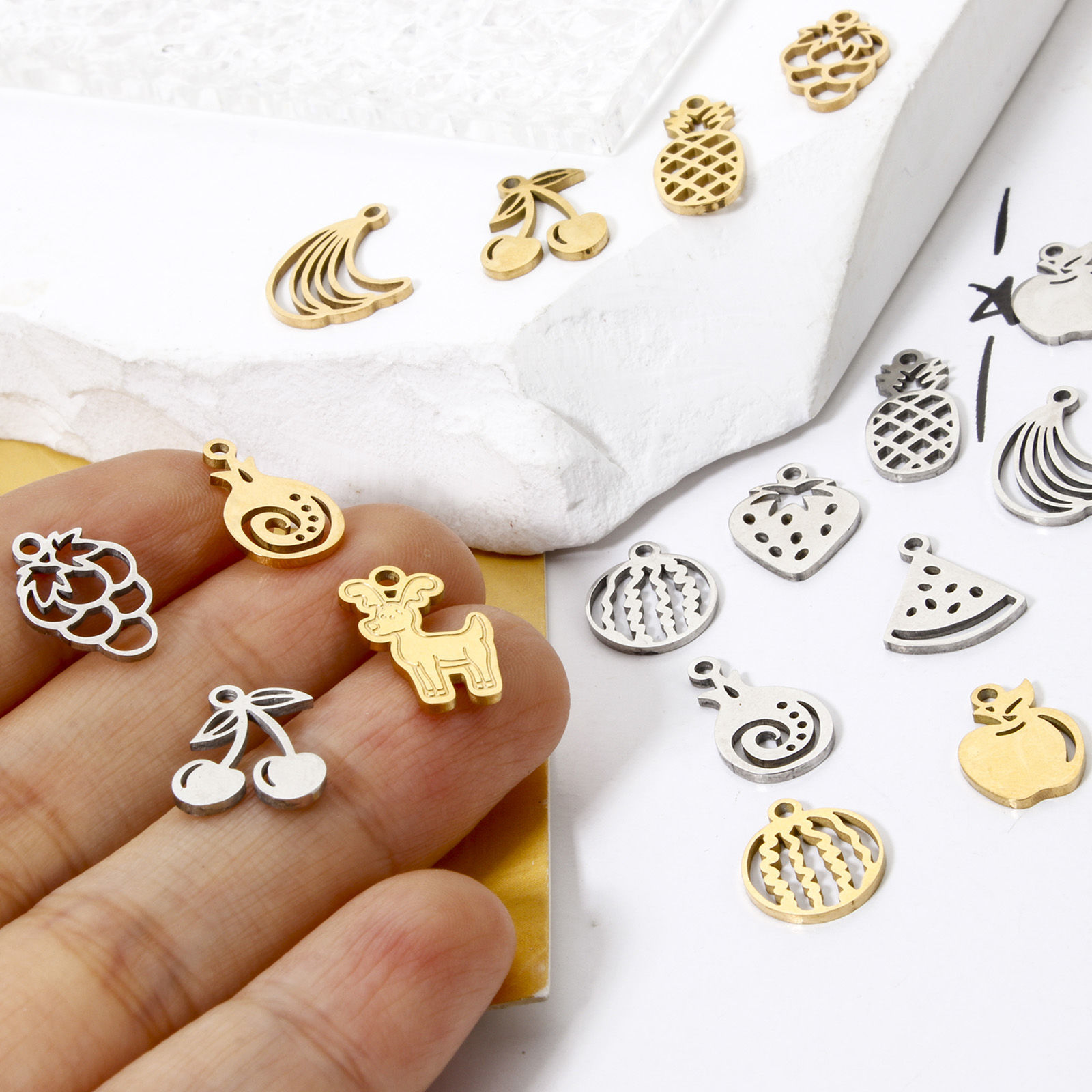 Bild von 304 Edelstahl Charms Obst Hohl