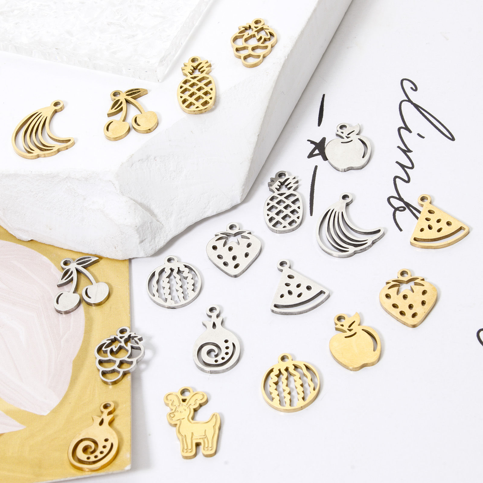 Bild von 304 Edelstahl Charms Obst Hohl