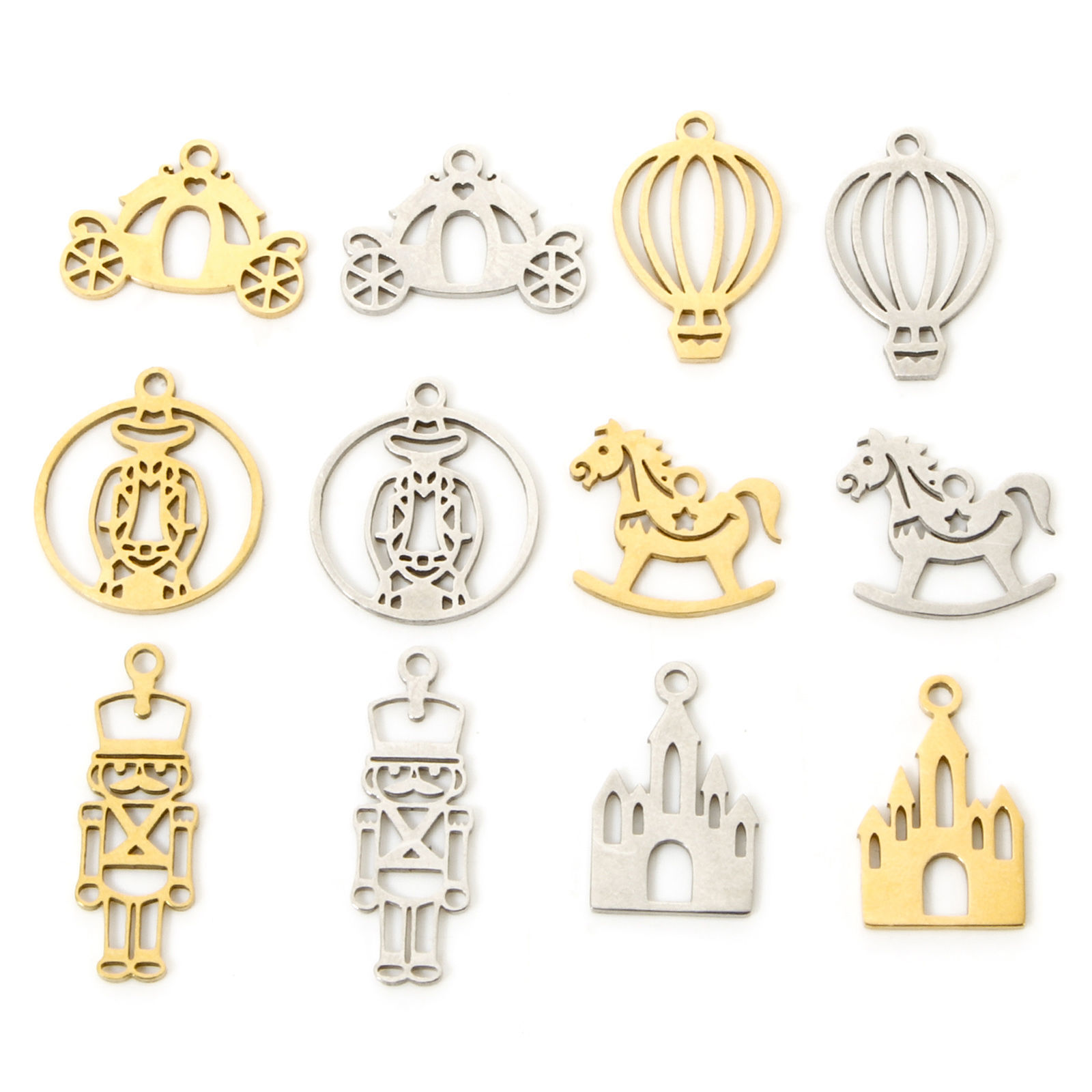 Bild von 304 Edelstahl Märchen Kollektion Charms Heissluftballon Holzpferd Hohl