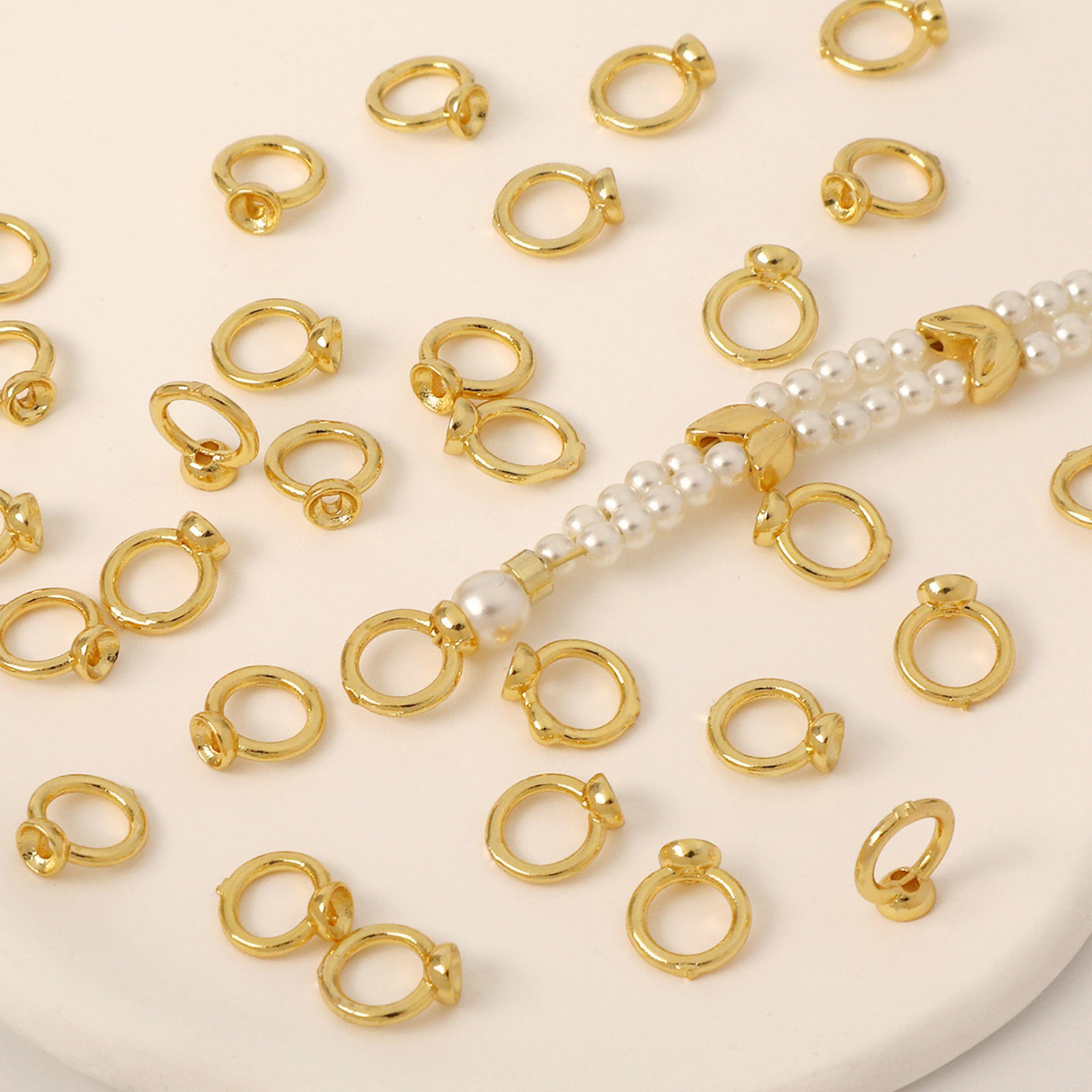 Picture of Eco-friendly Brass Bead Tip End Caps With Hole For Threading Necklace Bracelet Jewelry Making Round Multicolor 7.2mm