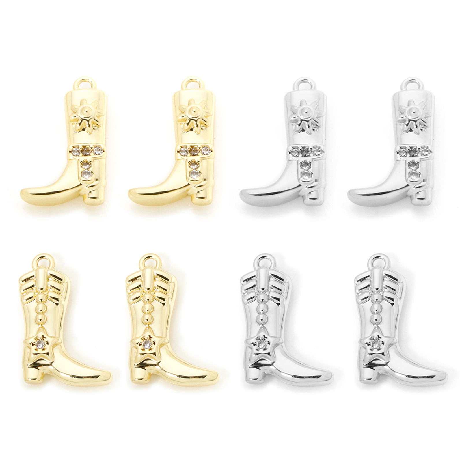 Picture of Brass West Cowboy Charms Multicolor Boots Clear Cubic Zirconia