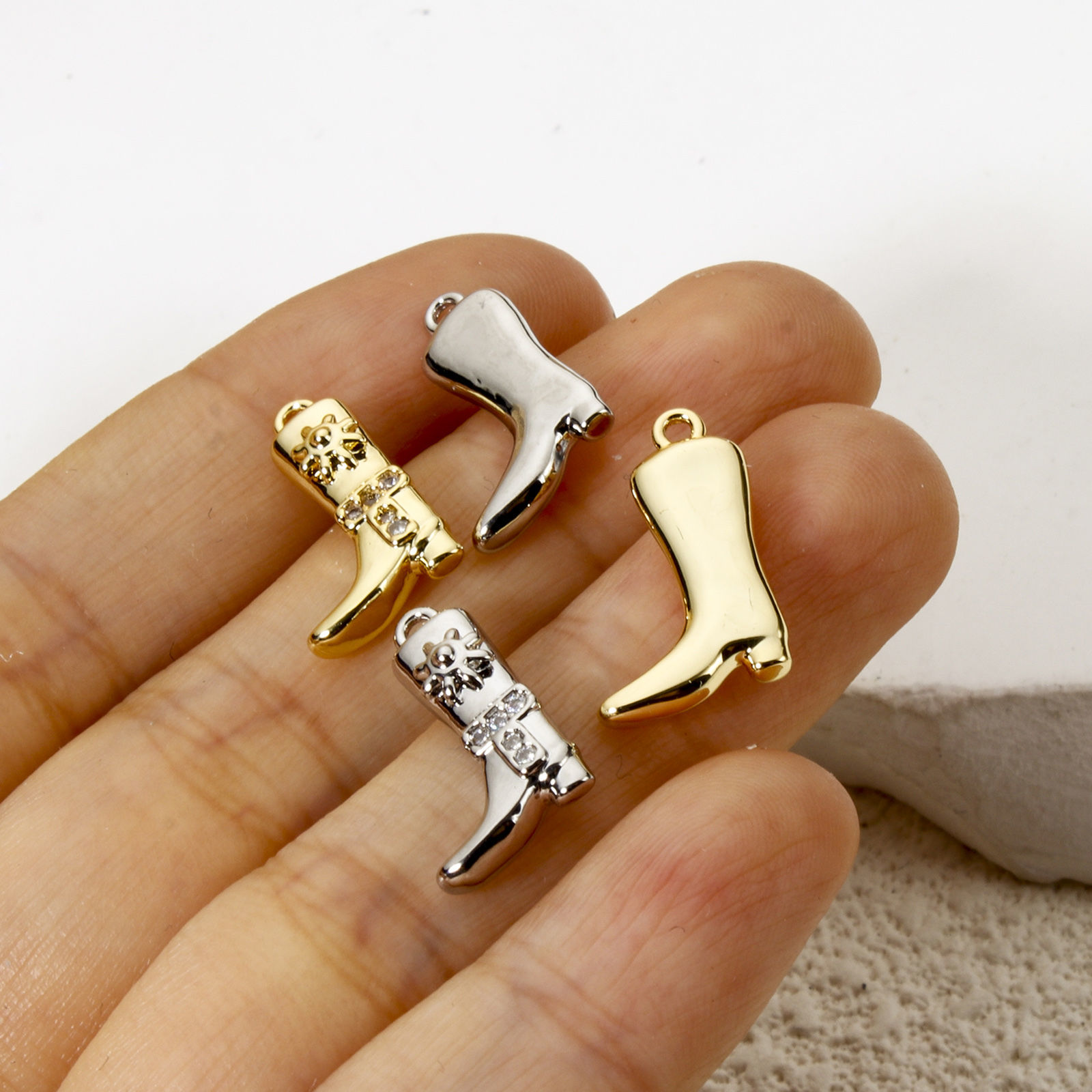 Picture of Brass West Cowboy Charms Multicolor Boots Clear Cubic Zirconia