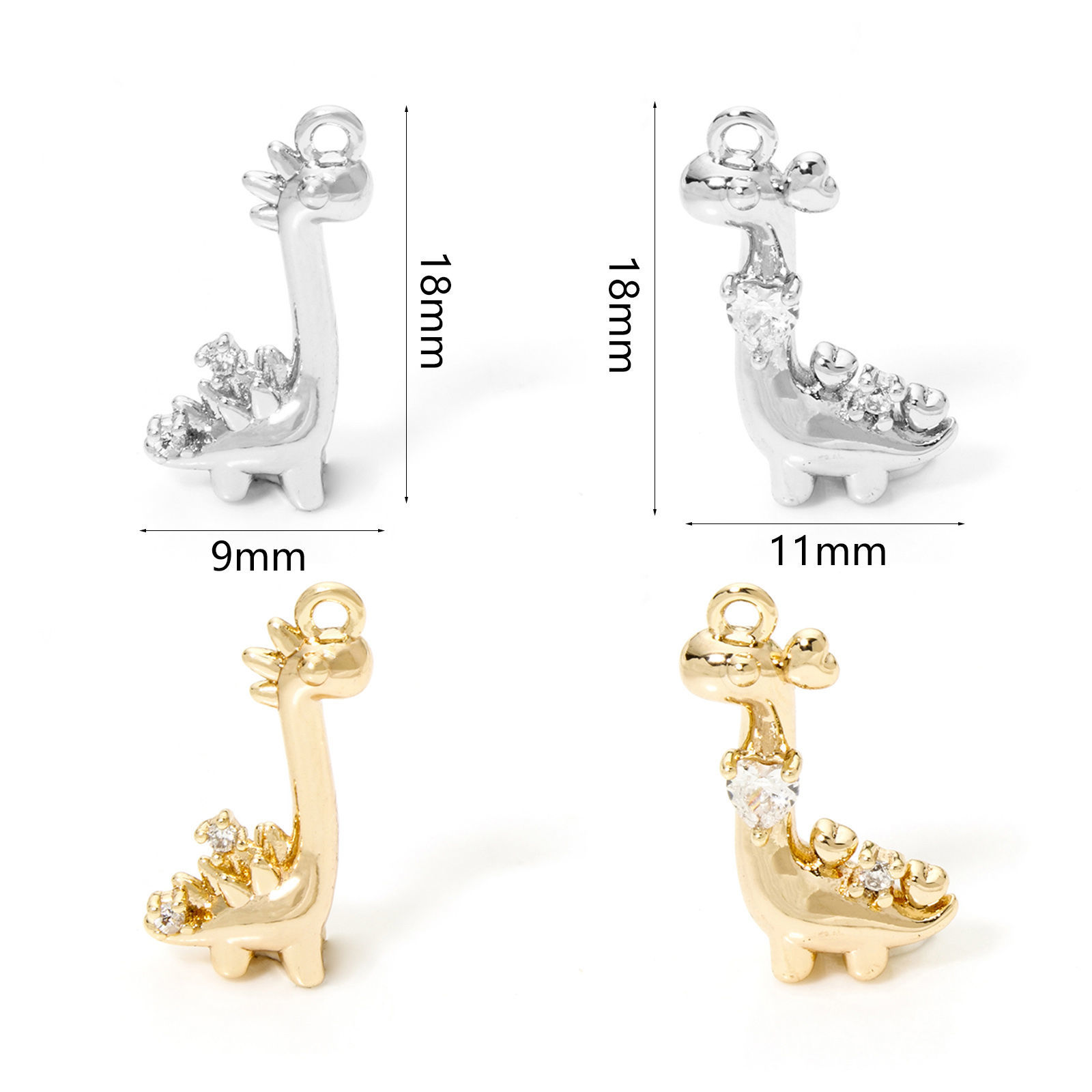 Immagine di 2 Pz Ecologico Ottone Ciondoli Dinosauro Vero Oro Placcato 3D