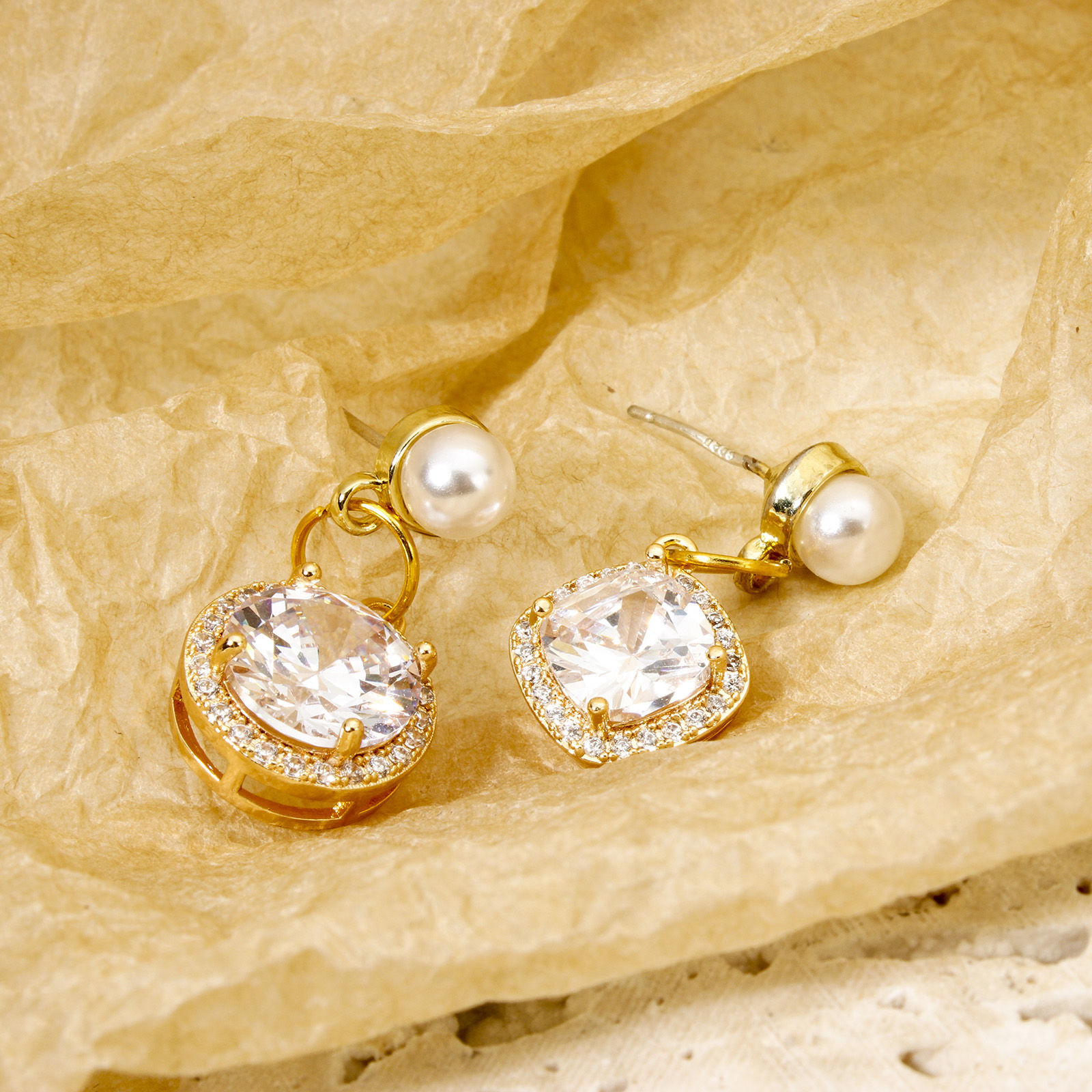 Bild von Umweltfreundlich Messing Geometrisch Charms Echtgold plattiert Micro Pave Klar Zirkonia Transparent Strass