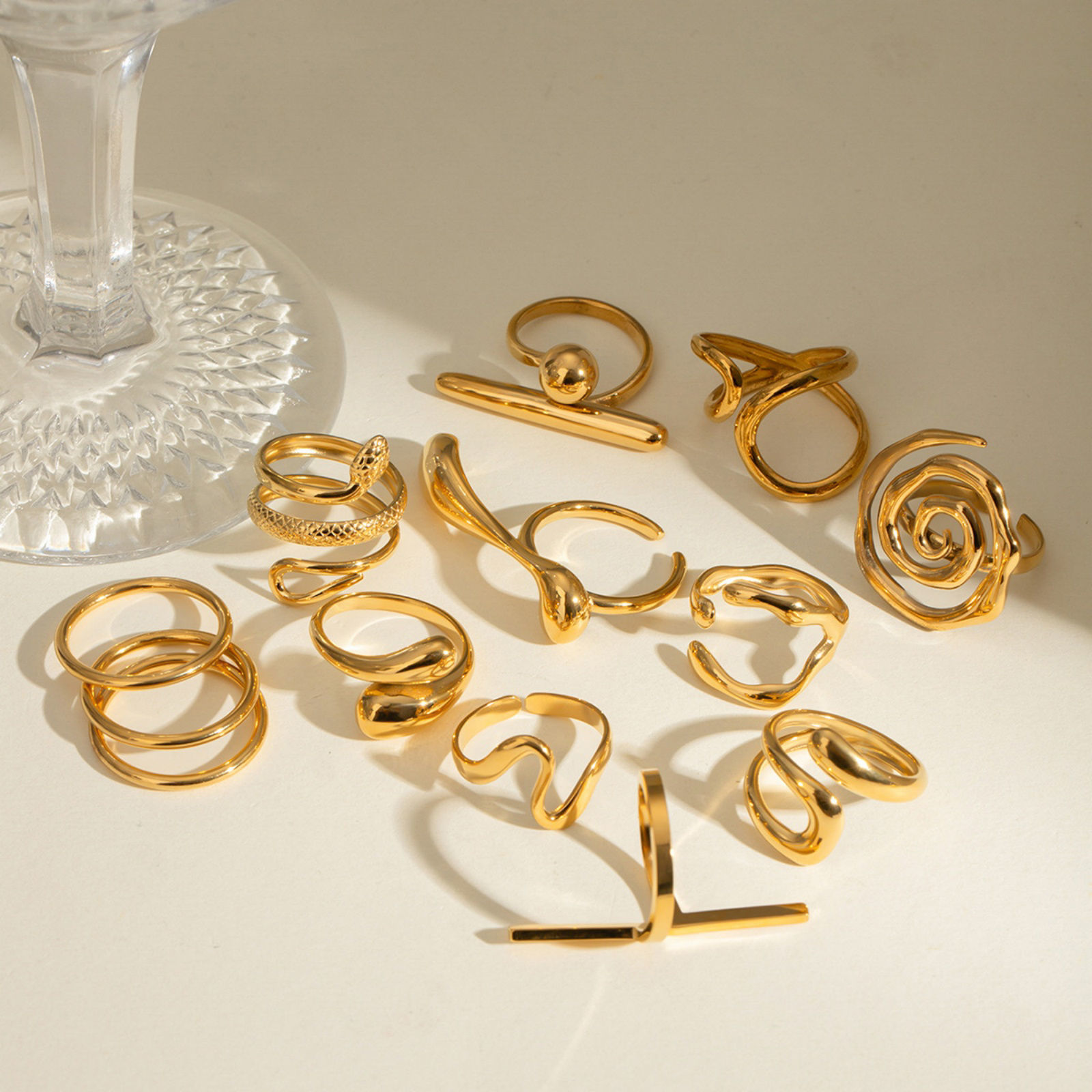 Picture of Eco-friendly PVD Vacuum Plating Stylish Simple 18K Real Gold Plated Stainless Steel Open Rings For Women