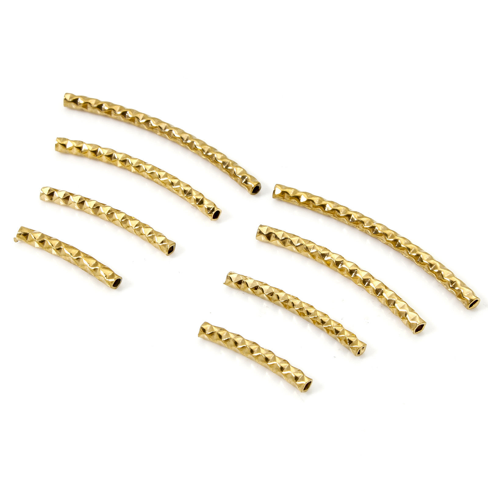 Image de 10 Pcs Perles pour DIY Fabrication de Bijoux en 304 Acier Inoxydable Respectueux de la Nature Plaqué Or 18K Tube Courbé Texture