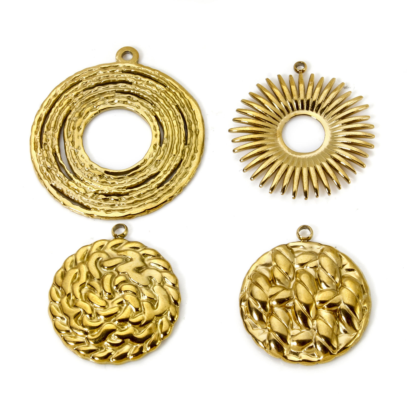 Bild von Umweltfreundliche PVD-Vakuumbeschichtung 304 Edelstahl Geometrisch Charms Rund 18K Echtgold plattiert