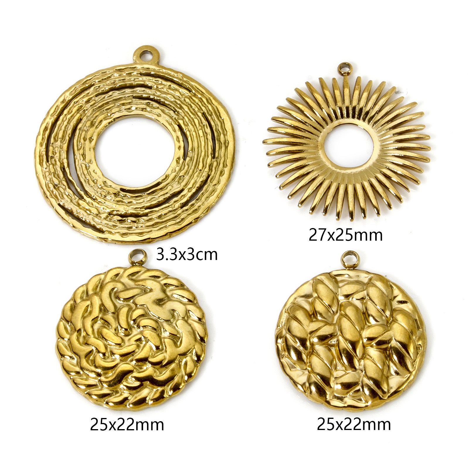 Bild von Umweltfreundliche PVD-Vakuumbeschichtung 304 Edelstahl Geometrisch Charms Rund 18K Echtgold plattiert