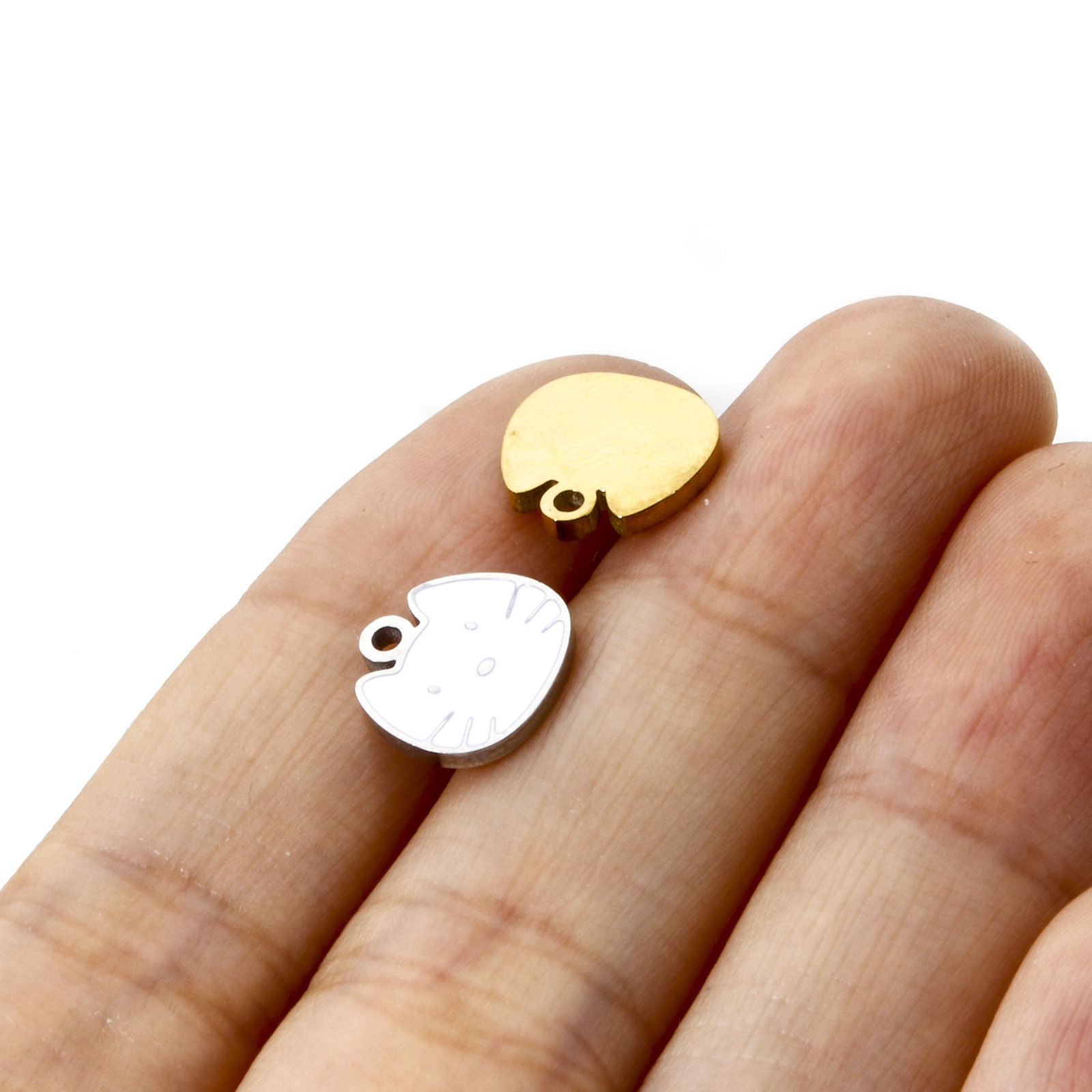 Picture of Eco-friendly PVD Vacuum Plating 304 Stainless Steel Charms Multicolor Cat Animal Enamel 10mm x 10mm