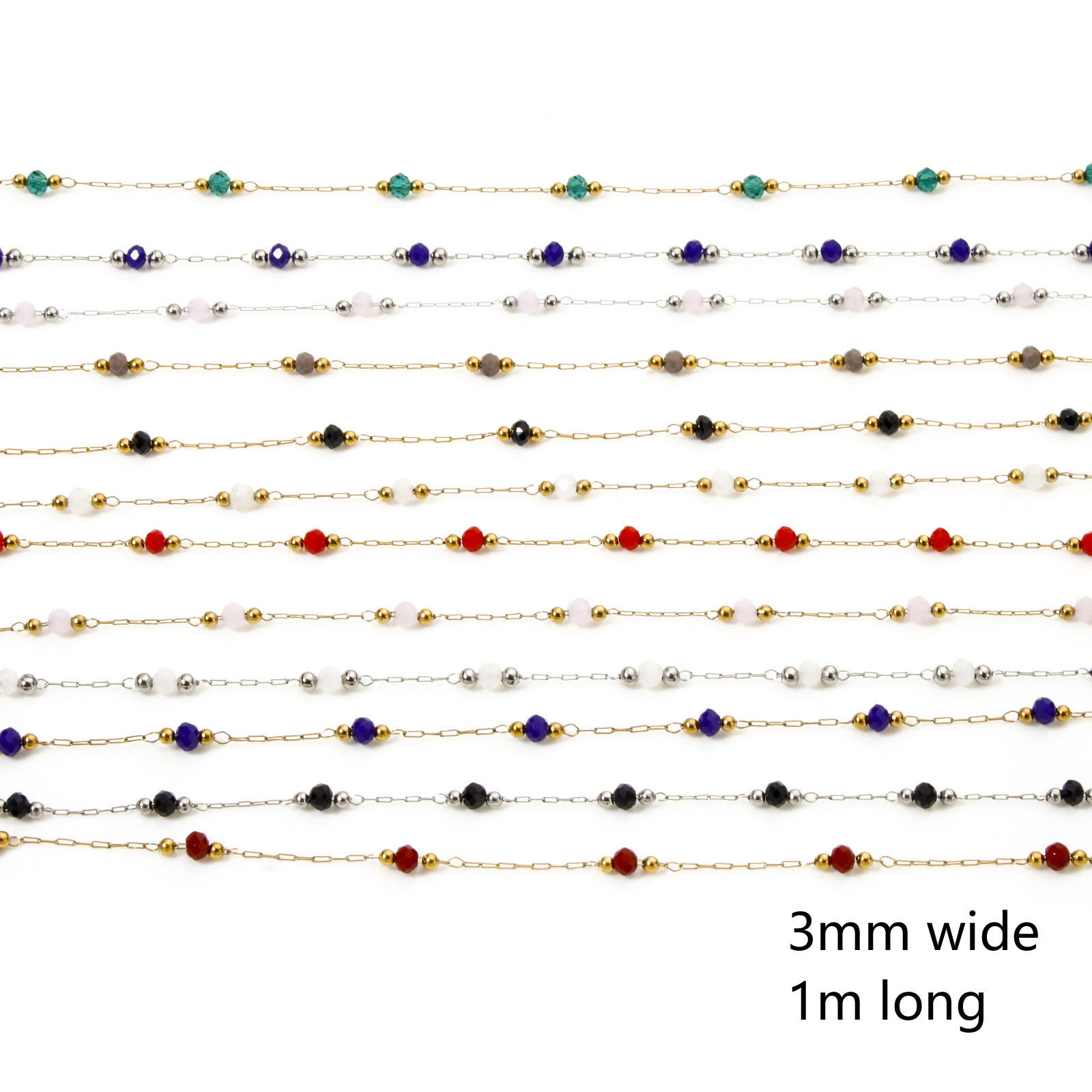 Image de 1 M Chaîne Perlée Accessoires pour la Fabrication de Bijoux Faits à la Main en 304 Acier Inoxydable 3mm