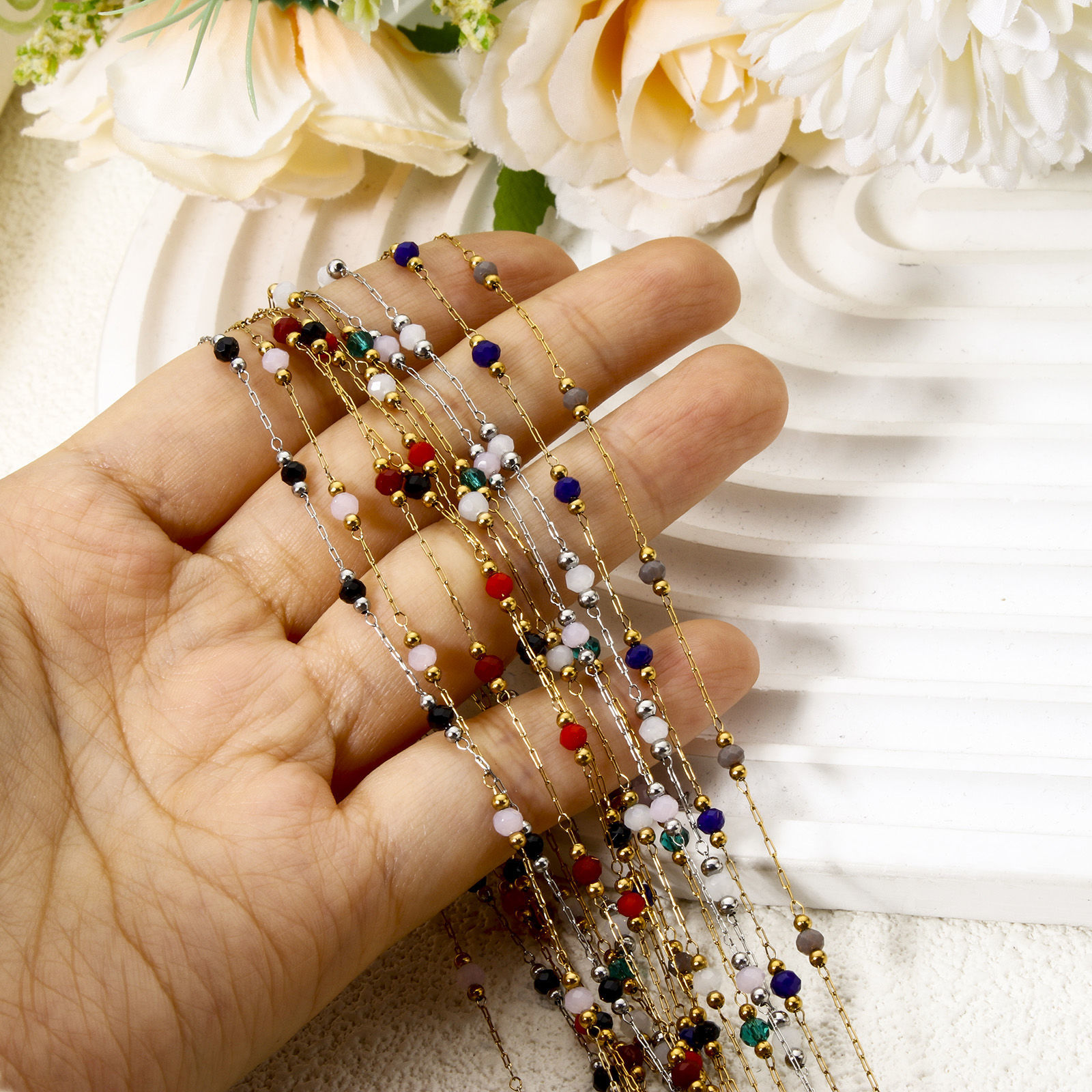 Image de 1 M Chaîne Perlée Accessoires pour la Fabrication de Bijoux Faits à la Main en 304 Acier Inoxydable 3mm