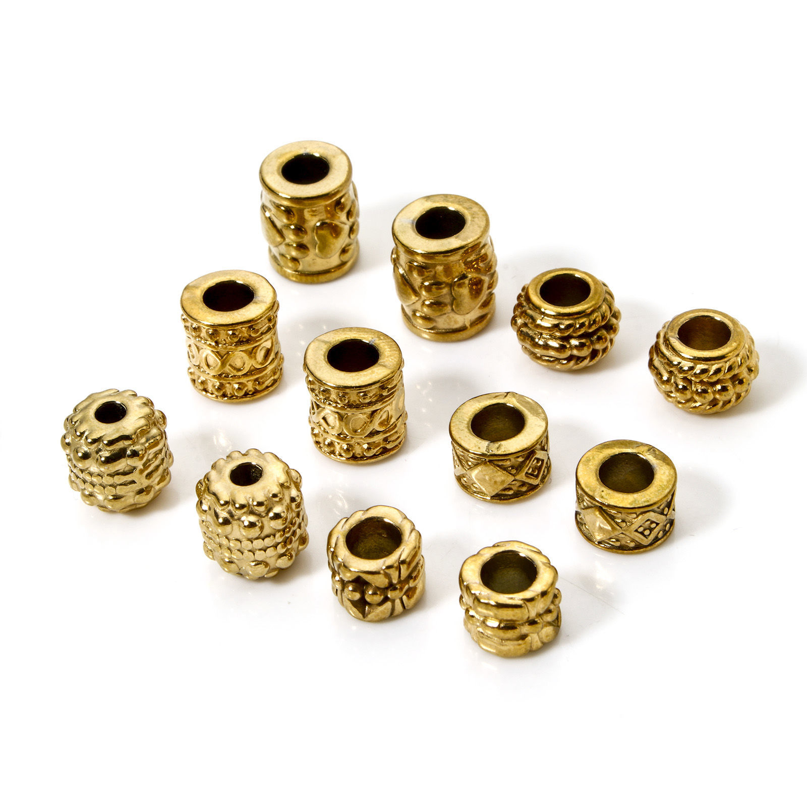 Picture of Eco-friendly Vacuum Plating 304 Stainless Steel Beads For DIY Jewelry Making 18K Real Gold Plated Drum Texture