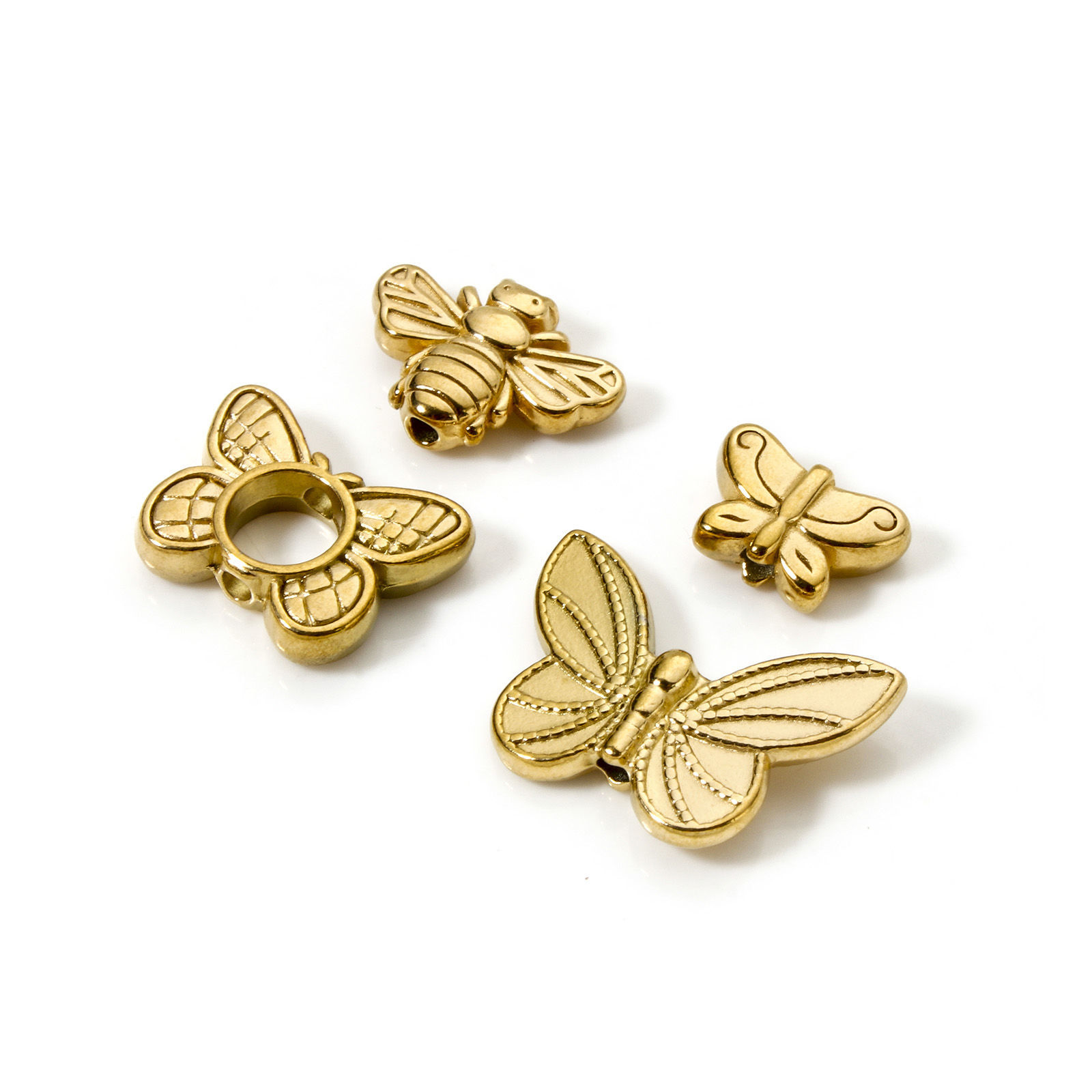 Immagine di 5 Pz Placcatura Sottovuoto Ecologica 304 Acciaio Inossidabile Insetto Perline per la Creazione di Gioielli con Fai-da-te 18K Vero Oro Placcato Farfalla