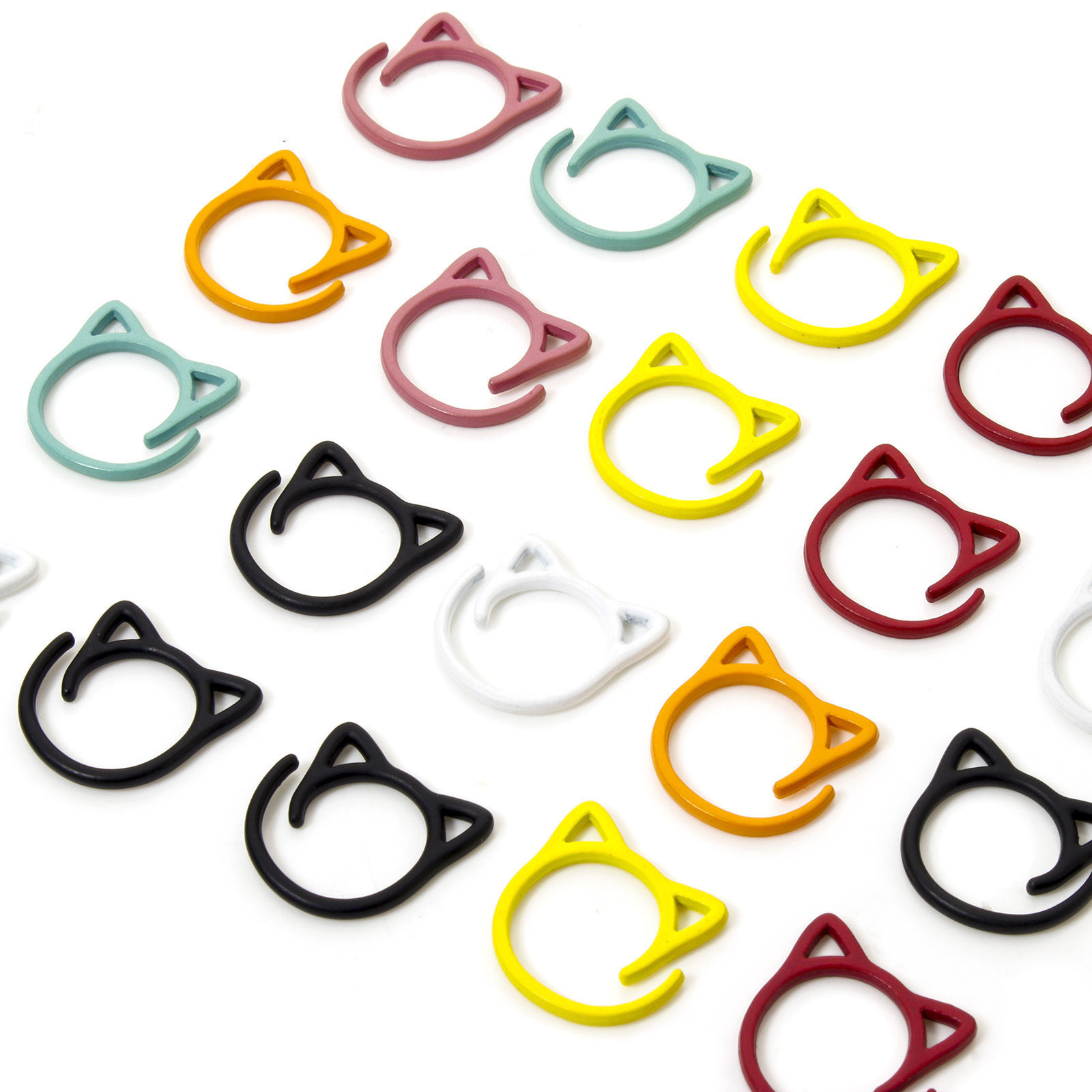 Imagen de 1 Juego Zamak Knitting Stitch Markers Gato Multicolor 17mm x 17mm