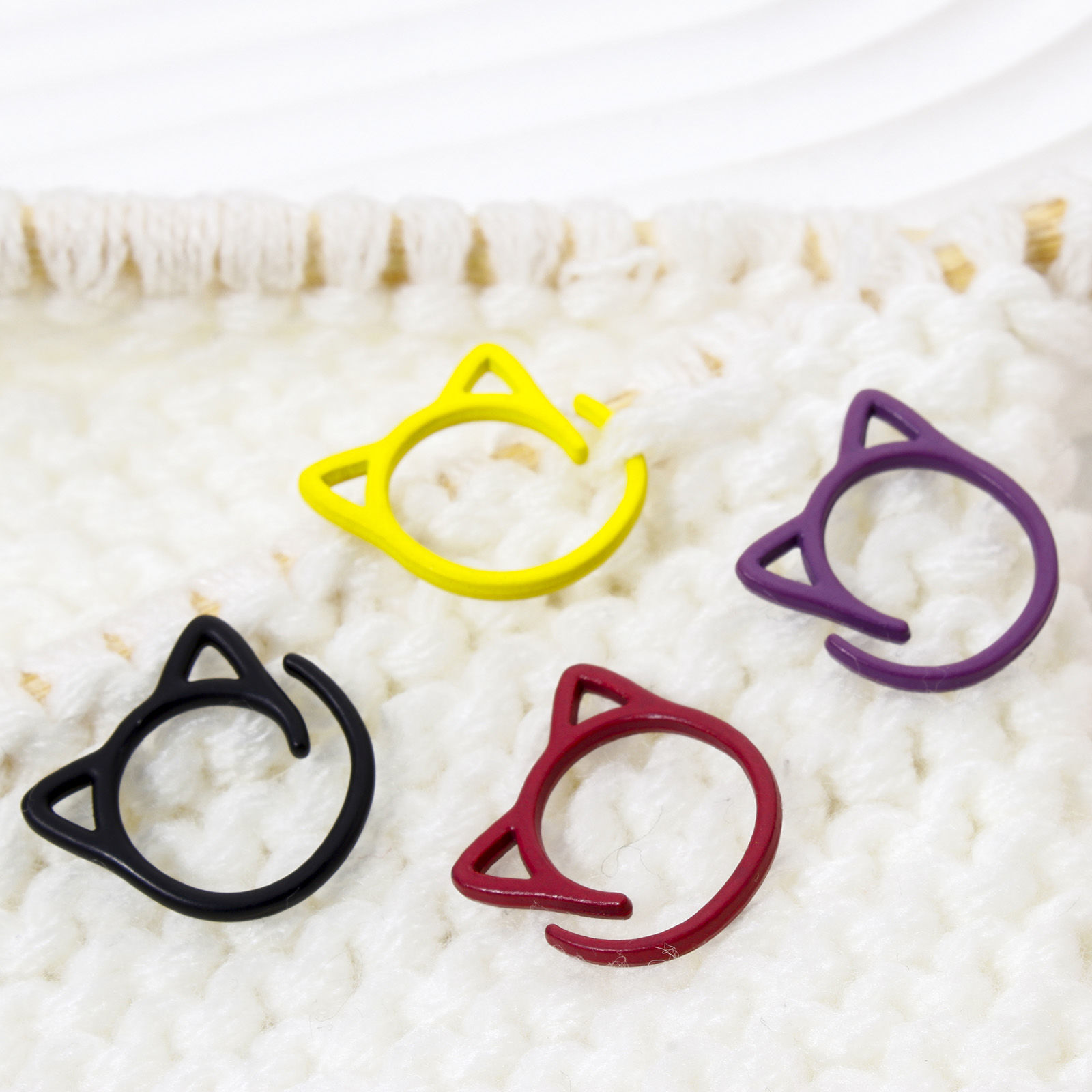 Imagen de 1 Juego Zamak Knitting Stitch Markers Gato Multicolor 17mm x 17mm