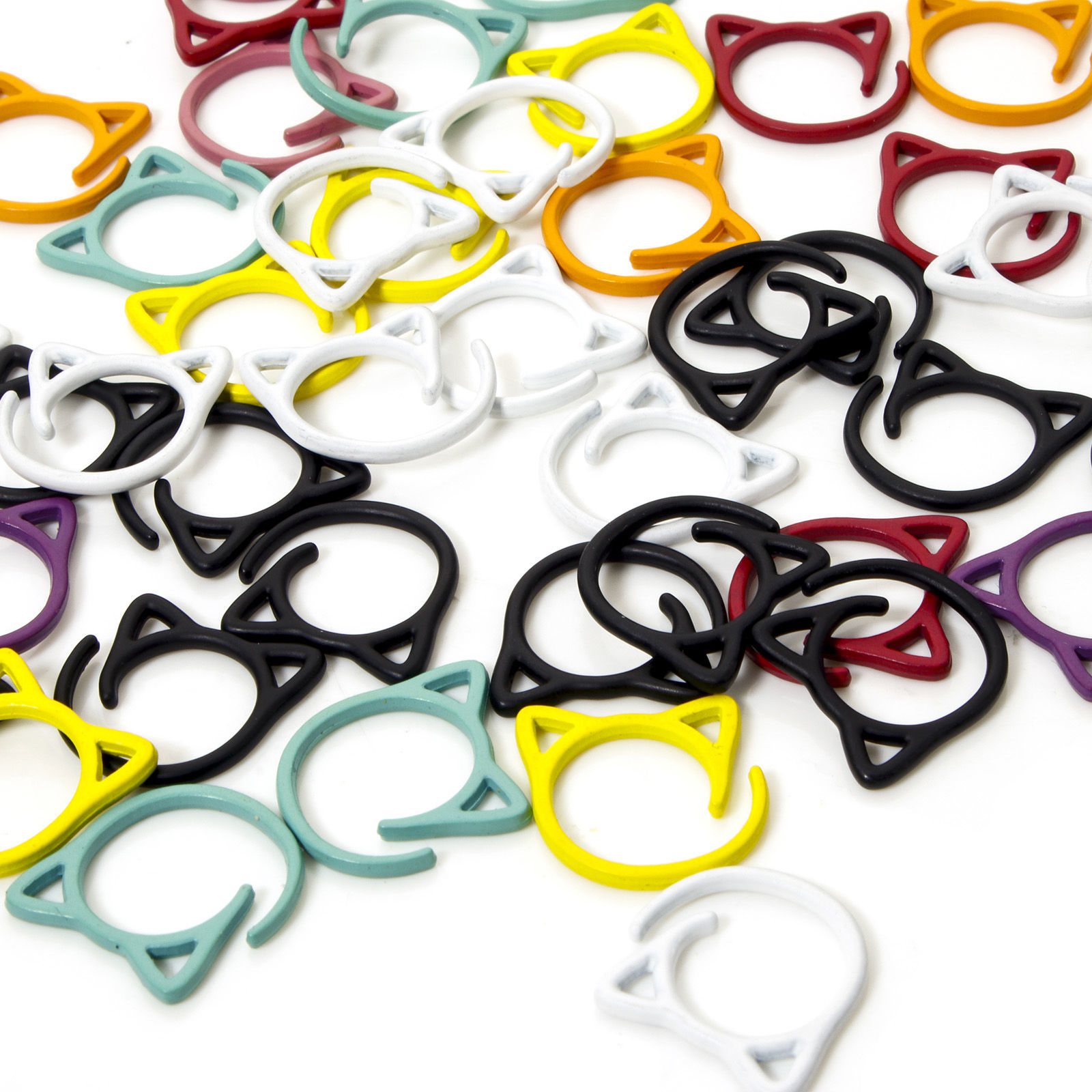 Imagen de 1 Juego Zamak Knitting Stitch Markers Gato Multicolor 17mm x 17mm
